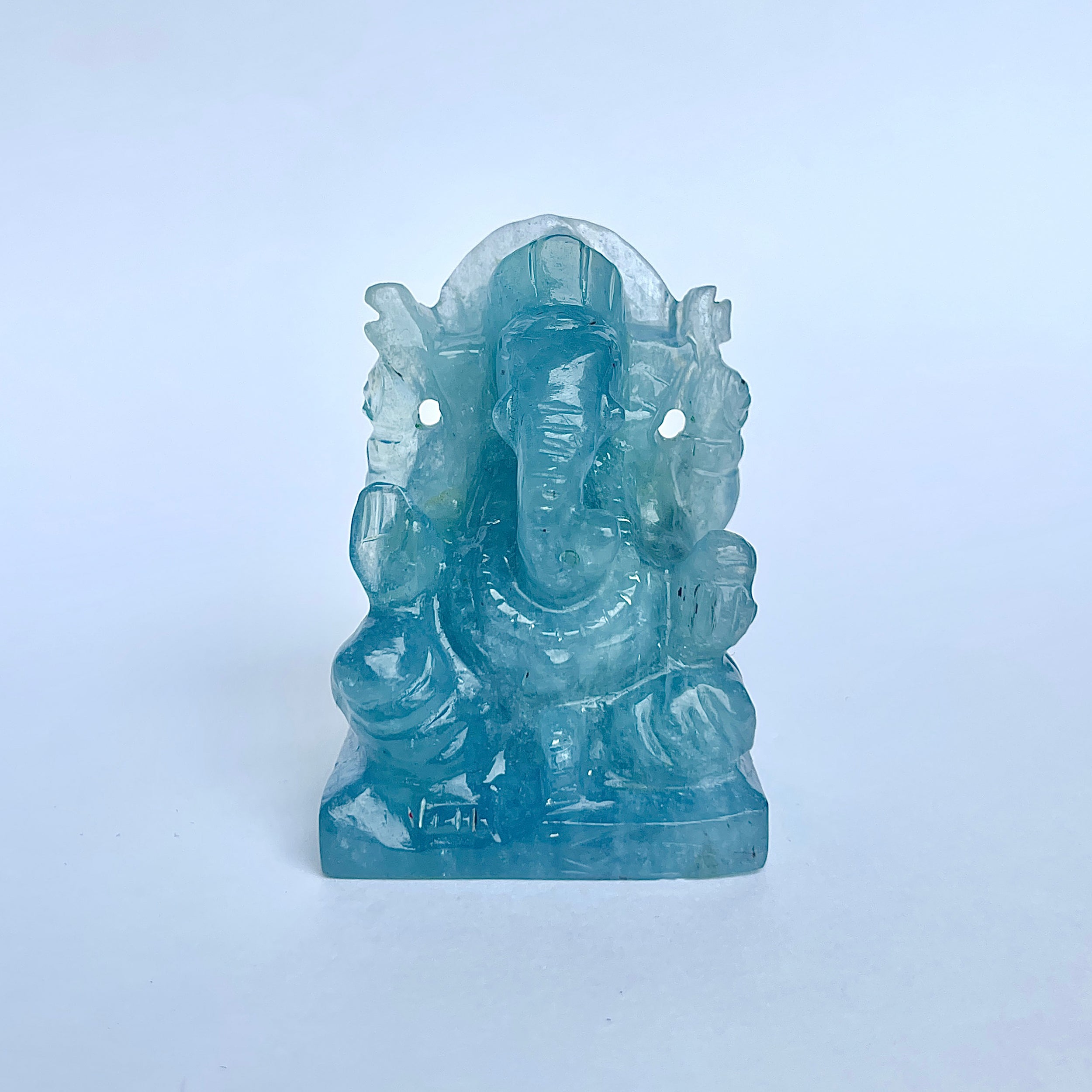 พระพิฆเนศทรงเครื่องอความารีน น้ำหนัก 462 กะรัต ส่วนสูง 5.6 ซม.(AQM-MRT-1.)