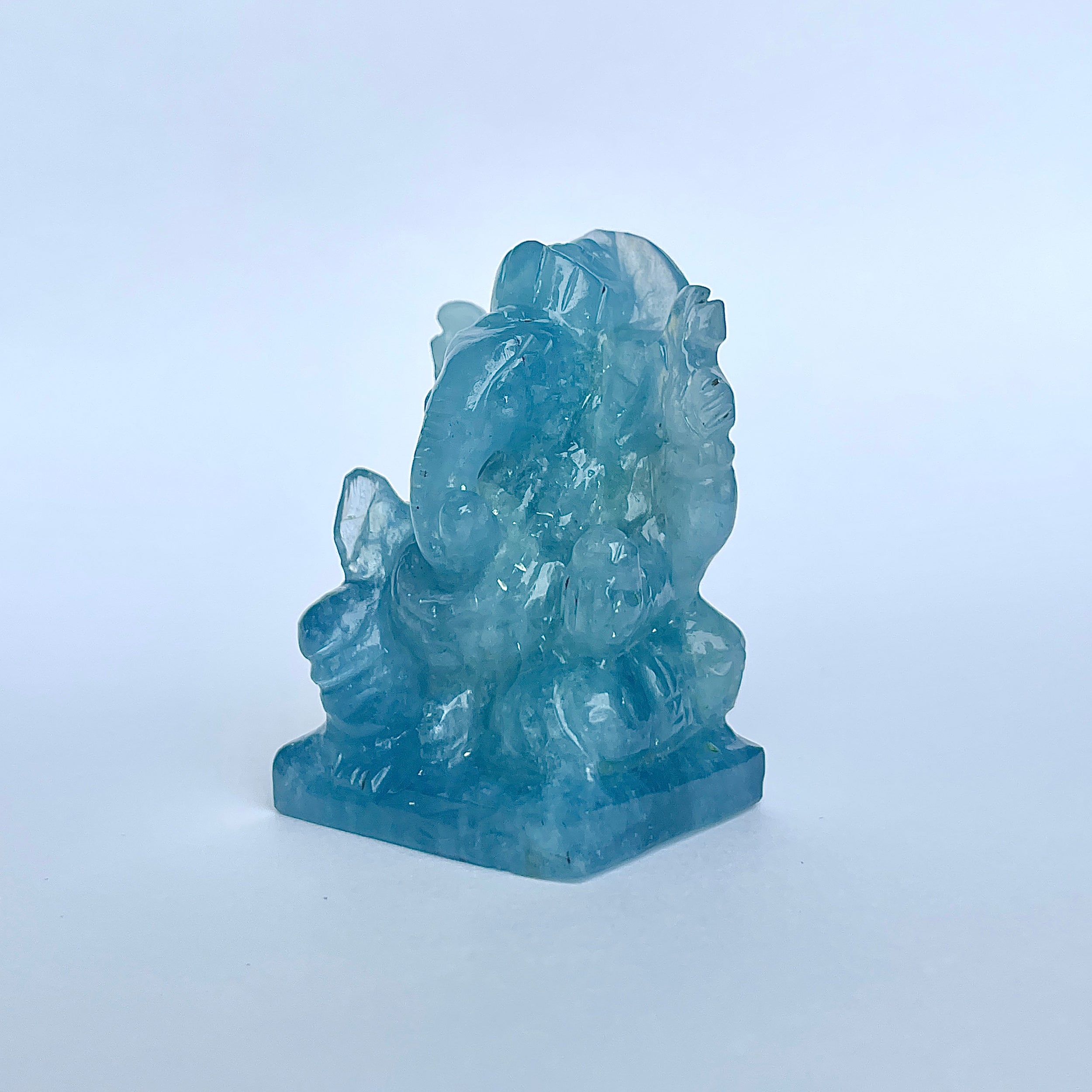 พระพิฆเนศทรงเครื่องอความารีน น้ำหนัก 462 กะรัต ส่วนสูง 5.6 ซม.(AQM-MRT-1.)