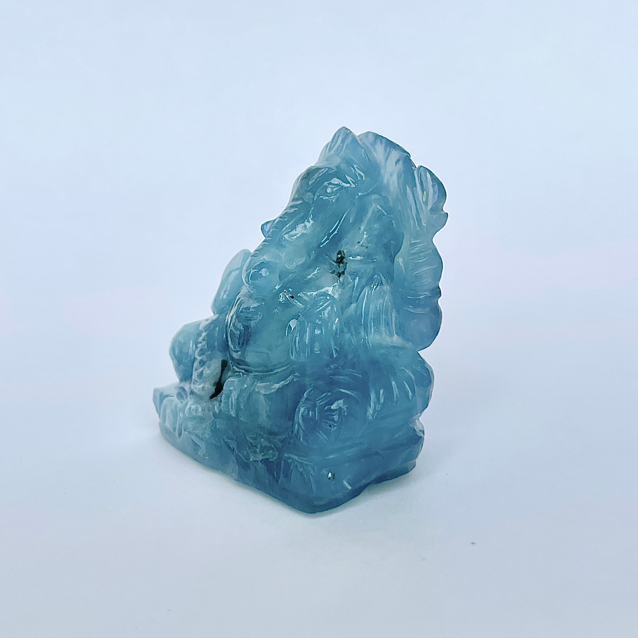 พระพิฆเนศทรงเครื่องอความารีน น้ำหนัก 427 กะรัต ส่วนสูง 5.1 ซม.(AQM-MRT-10.)