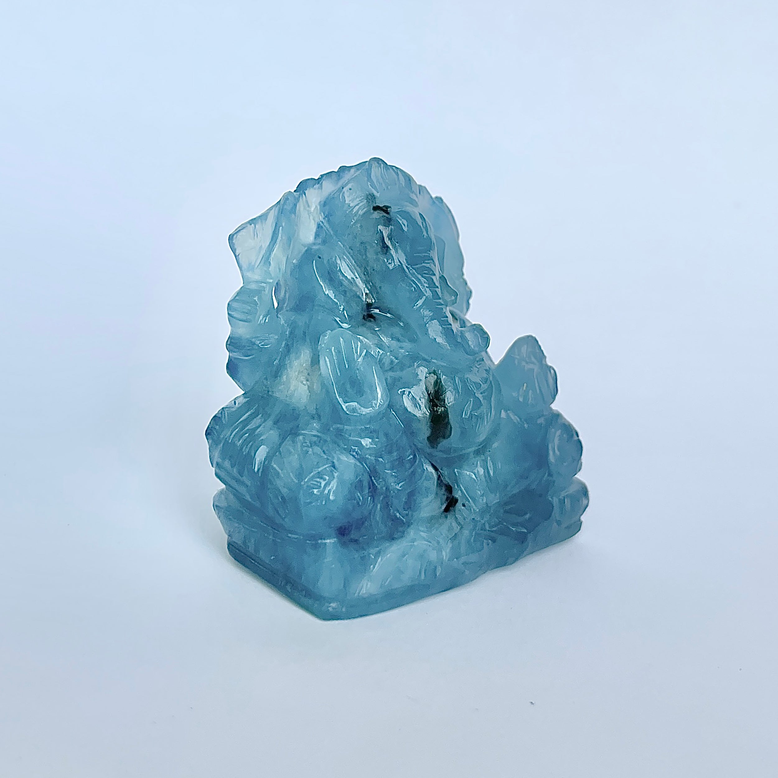 พระพิฆเนศทรงเครื่องอความารีน น้ำหนัก 427 กะรัต ส่วนสูง 5.1 ซม.(AQM-MRT-10.)