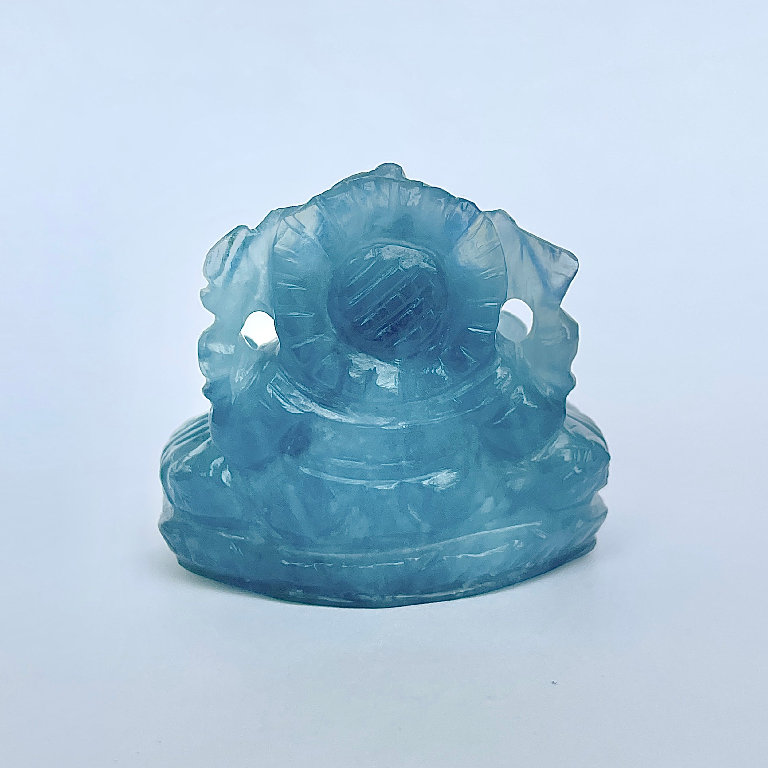 พระพิฆเนศทรงเครื่องอความารีน น้ำหนัก 427 กะรัต ส่วนสูง 5.1 ซม.(AQM-MRT-10.)