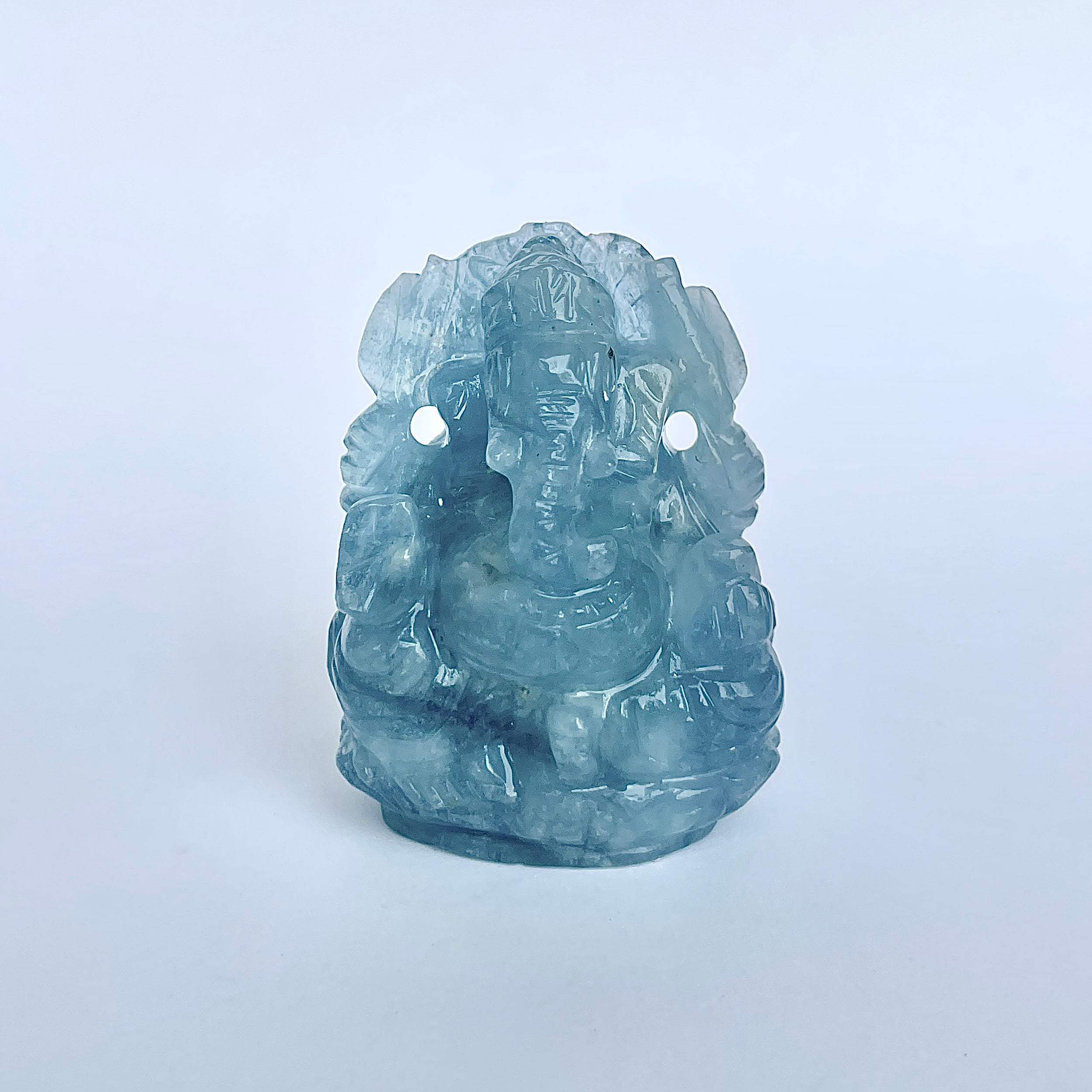 พระพิฆเนศทรงเครื่อง Aquamarine น้ำหนัก 394 กะรัต ส่วนสูง 5.2 ซม.(AQM-MRT-11.)