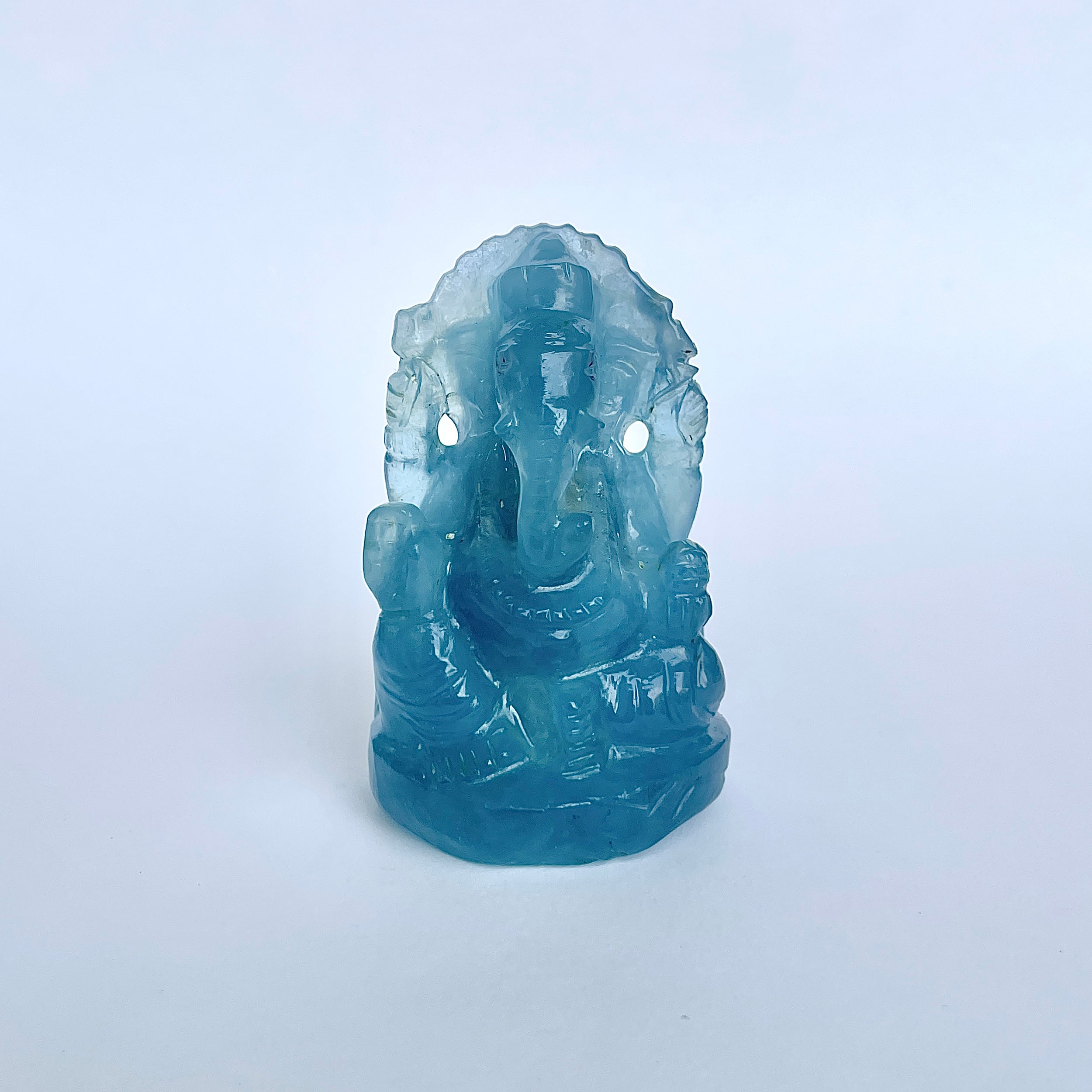 พระพิฆเนศทรงเครื่อง Aquamarine น้ำหนัก 564.5 กะรัต ส่วนสูง 6.5 CM-(AQM-MRT-12.)