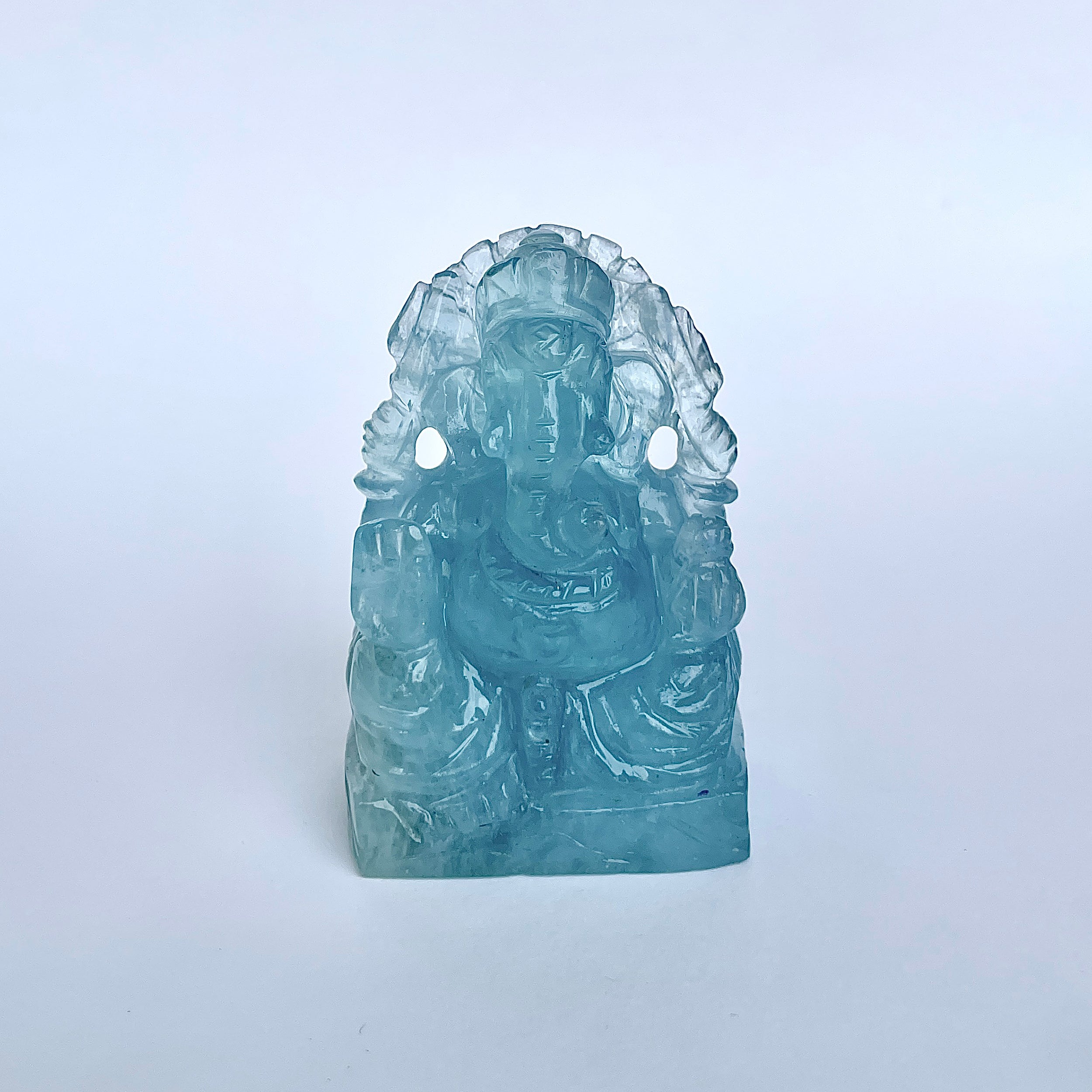 พระพิฆเนศทรงเครื่องอความารีน น้ำหนัก 546.5 กะรัต สูง 6 ซม.(AQM-MRT-13.)