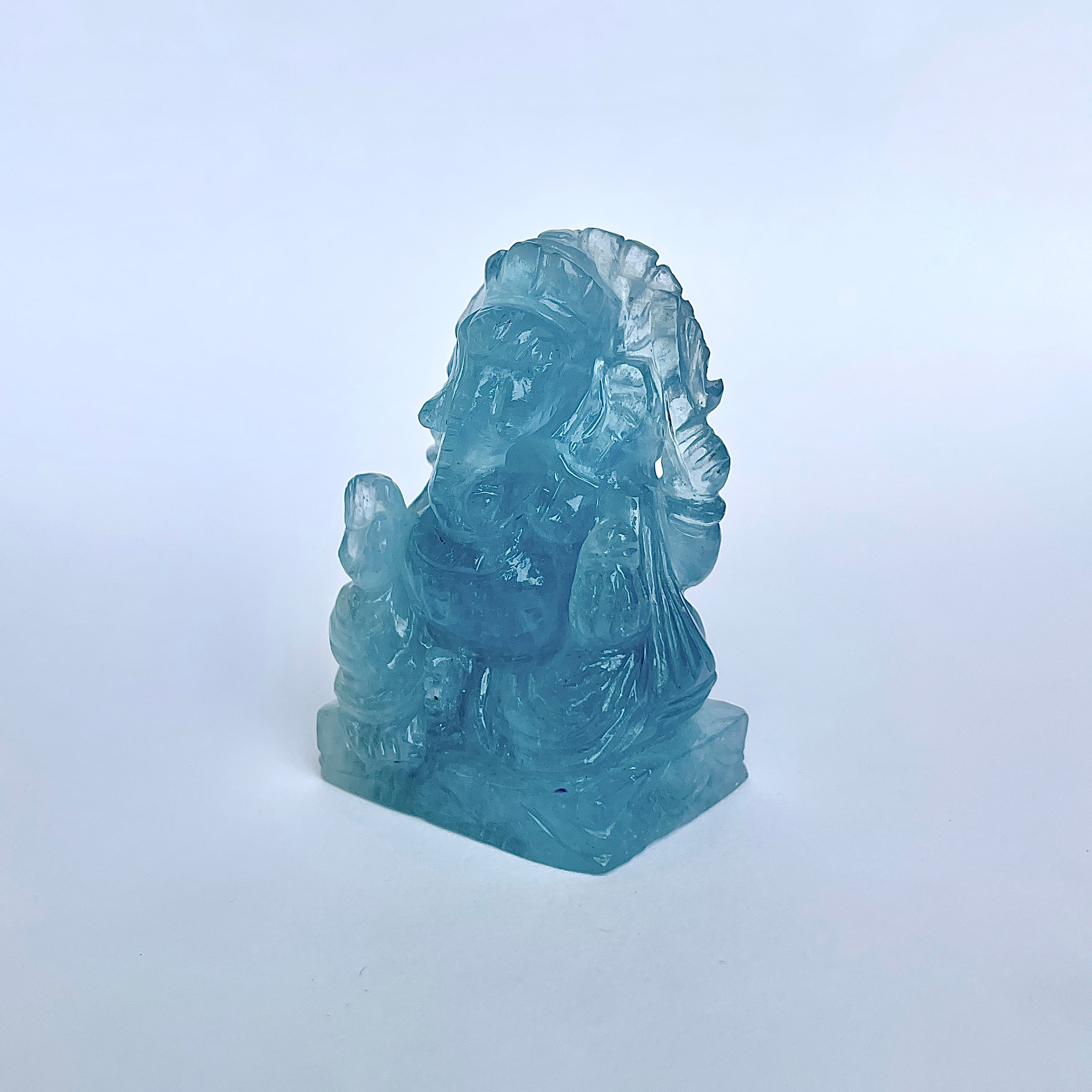 พระพิฆเนศทรงเครื่องอความารีน น้ำหนัก 546.5 กะรัต สูง 6 ซม.(AQM-MRT-13.)