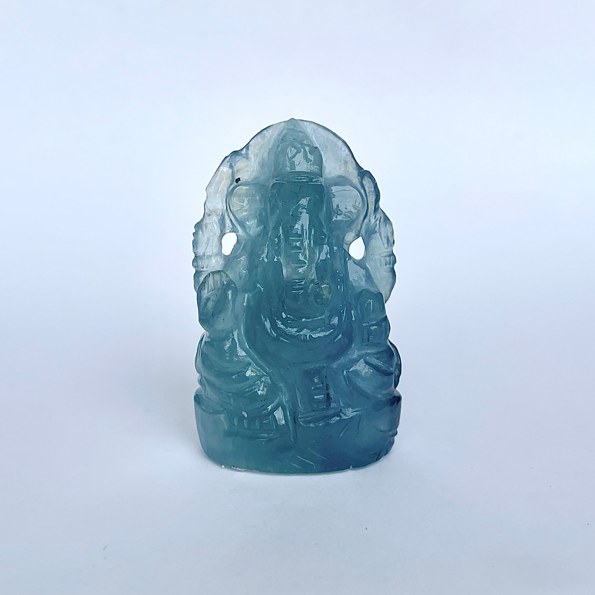 พระพิฆเนศทรงเครื่อง อะความารีน น้ำหนัก 354 กะรัต สูง 6.1 ซม.(AQM-MRT-14.)