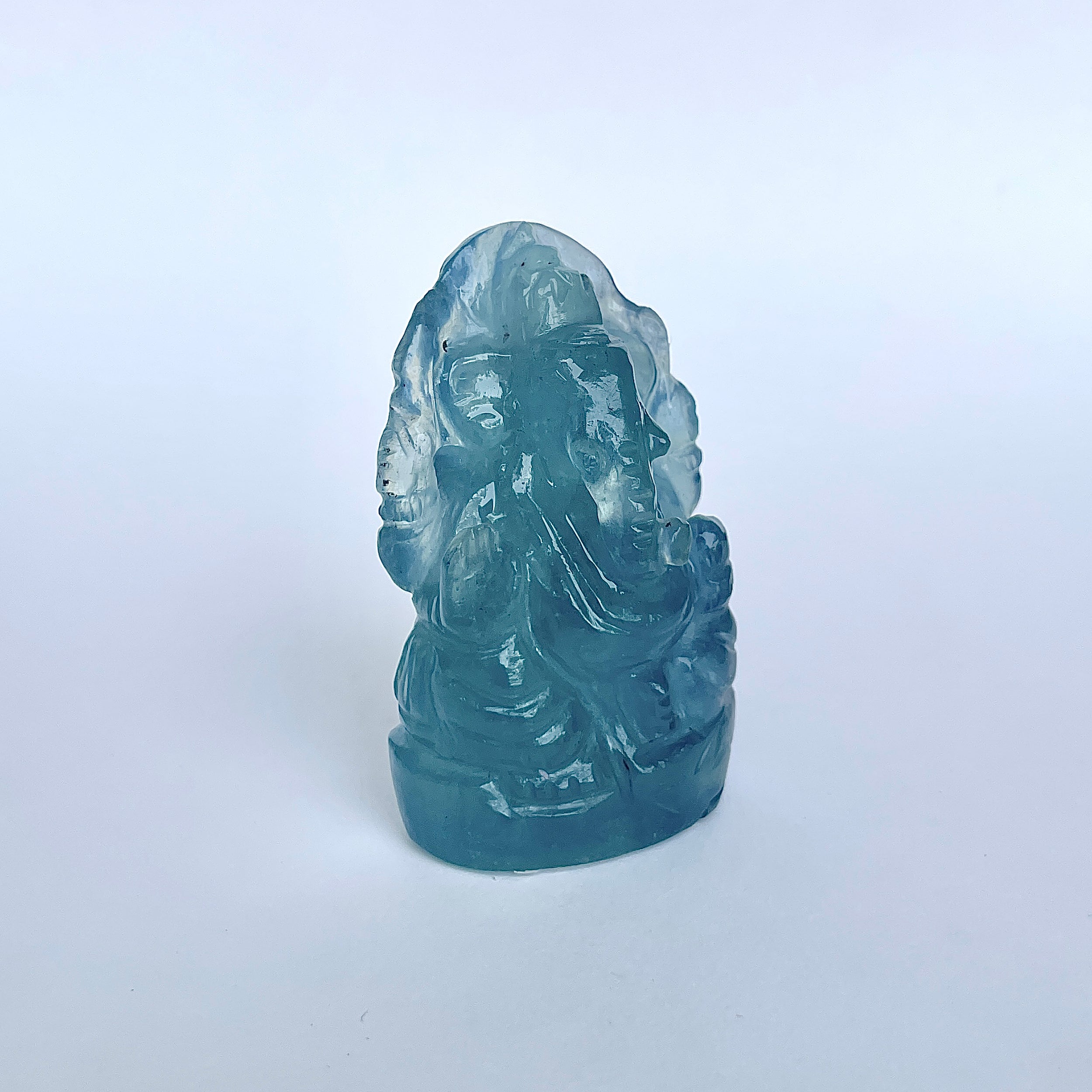 พระพิฆเนศทรงเครื่อง อะความารีน น้ำหนัก 354 กะรัต สูง 6.1 ซม.(AQM-MRT-14.)