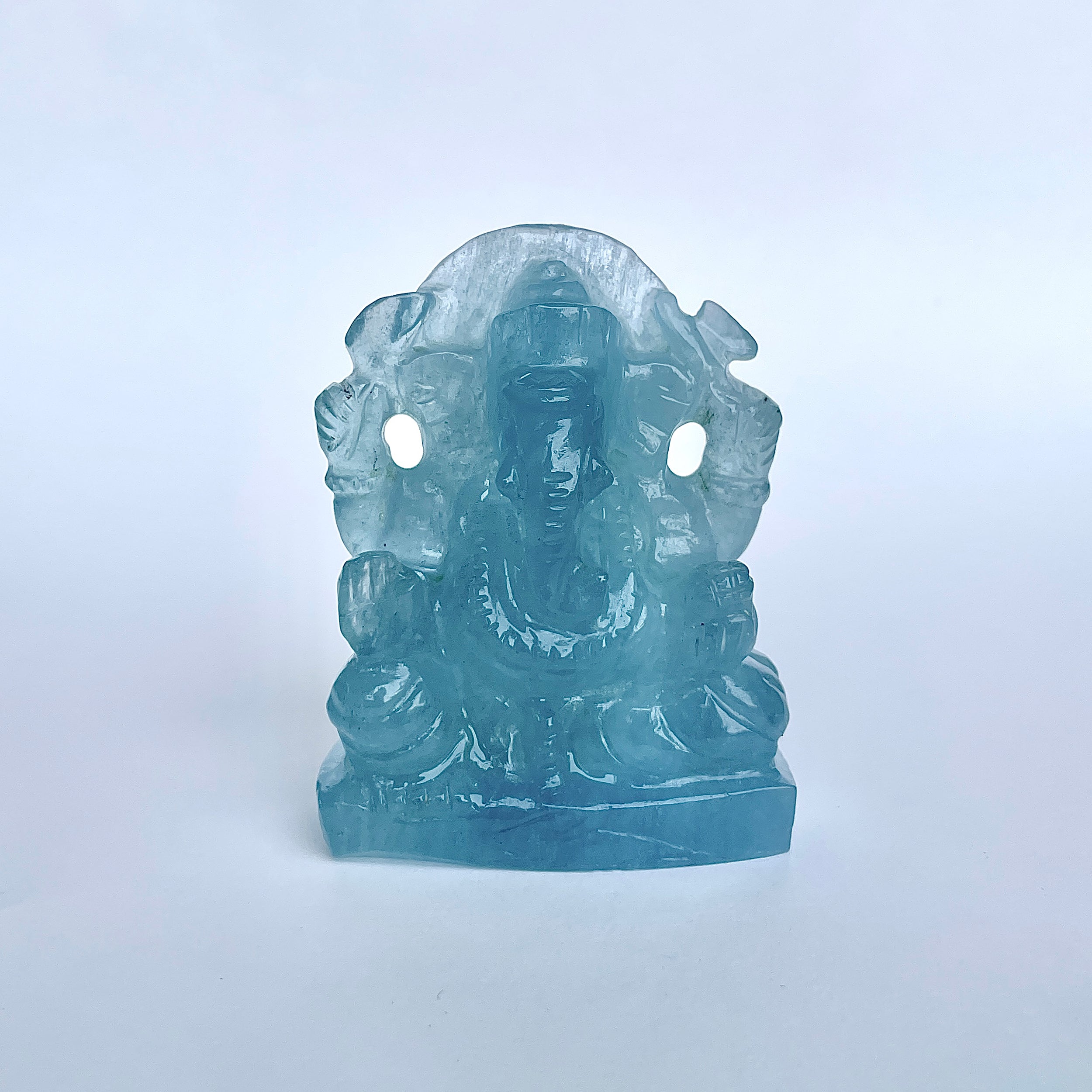 พระพิฆเนศทรงเครื่อง Aquamarine น้ำหนัก 604.5 กะรัต ส่วนสูง 6.7 CM-(AQM-MRT-15.)