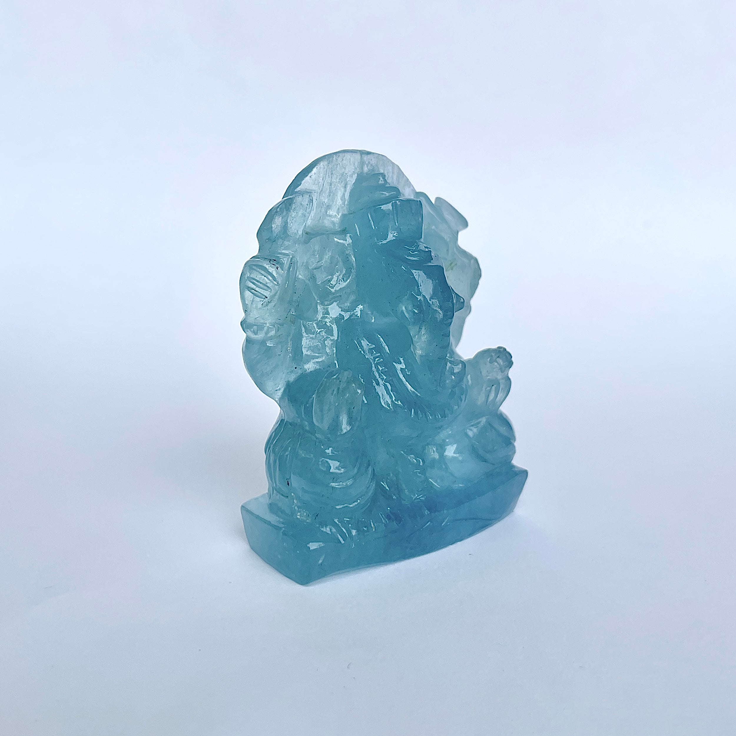 พระพิฆเนศทรงเครื่อง Aquamarine น้ำหนัก 604.5 กะรัต ส่วนสูง 6.7 CM-(AQM-MRT-15.)