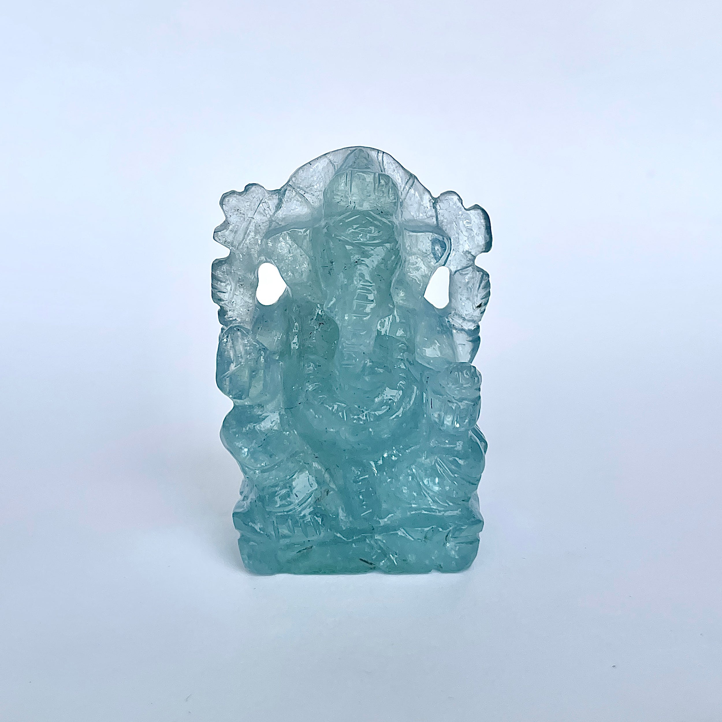 พระพิฆเนศทรงเครื่อง Aquamarine น้ำหนัก 531 กะรัต ส่วนสูง 6.2 ซม.(AQM-MRT-18.)