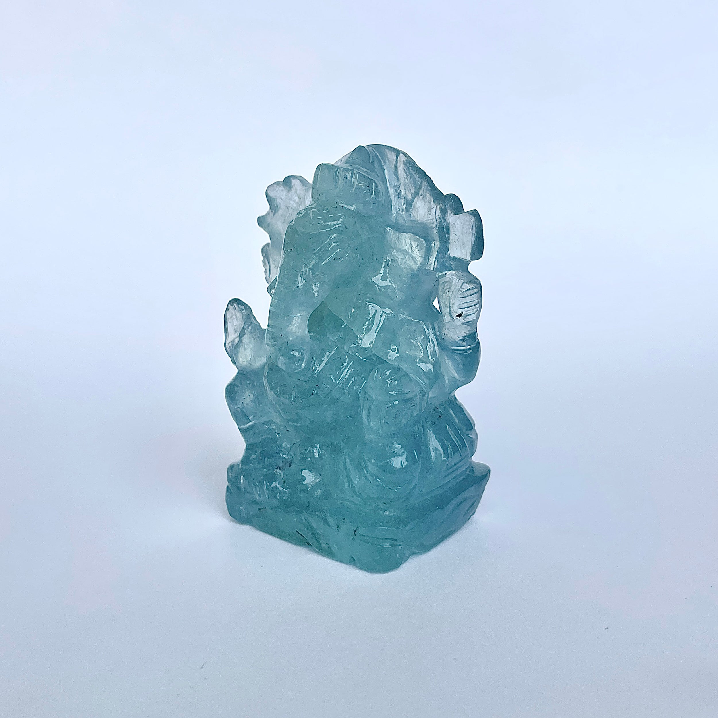 พระพิฆเนศทรงเครื่อง Aquamarine น้ำหนัก 531 กะรัต ส่วนสูง 6.2 ซม.(AQM-MRT-18.)