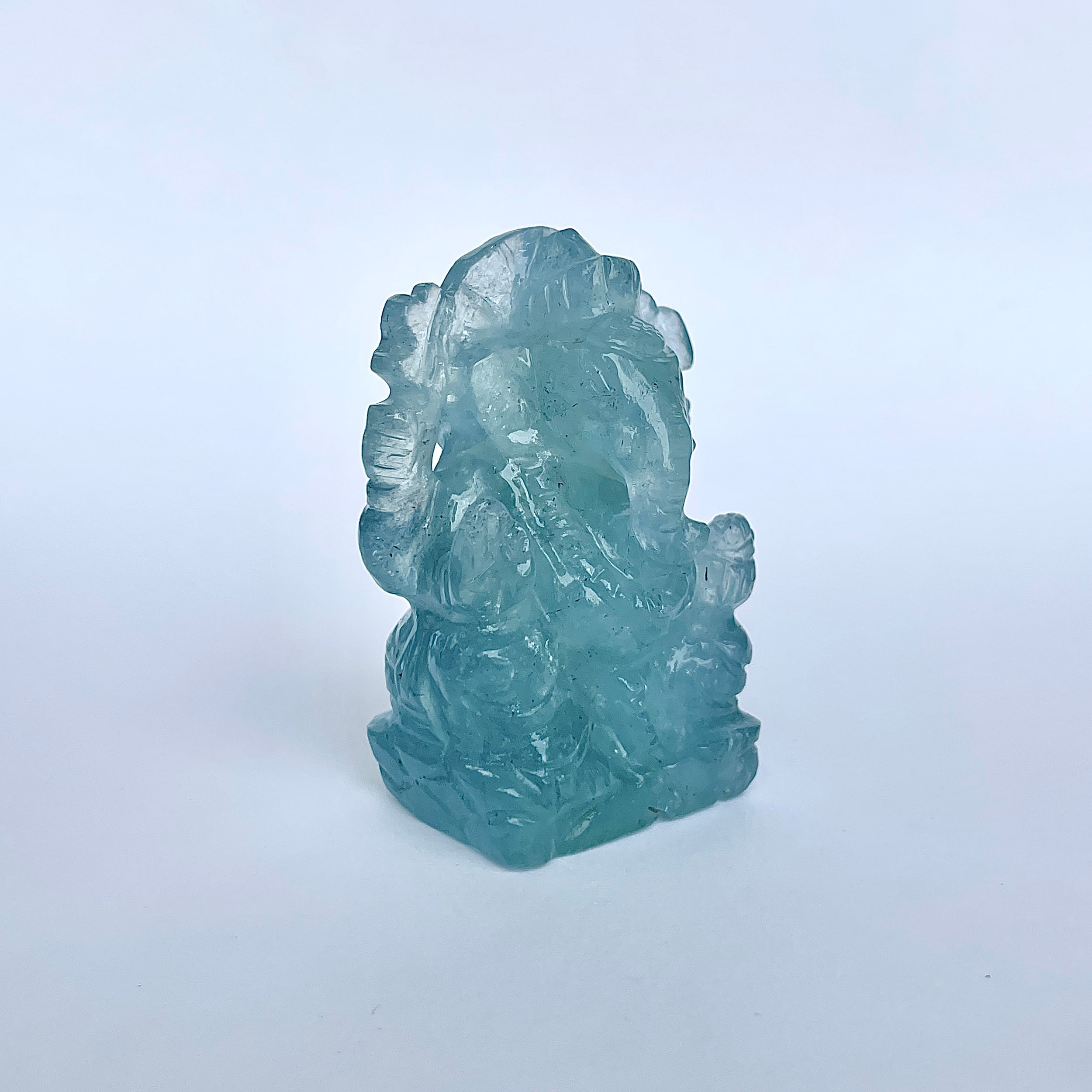 พระพิฆเนศทรงเครื่อง Aquamarine น้ำหนัก 531 กะรัต ส่วนสูง 6.2 ซม.(AQM-MRT-18.)