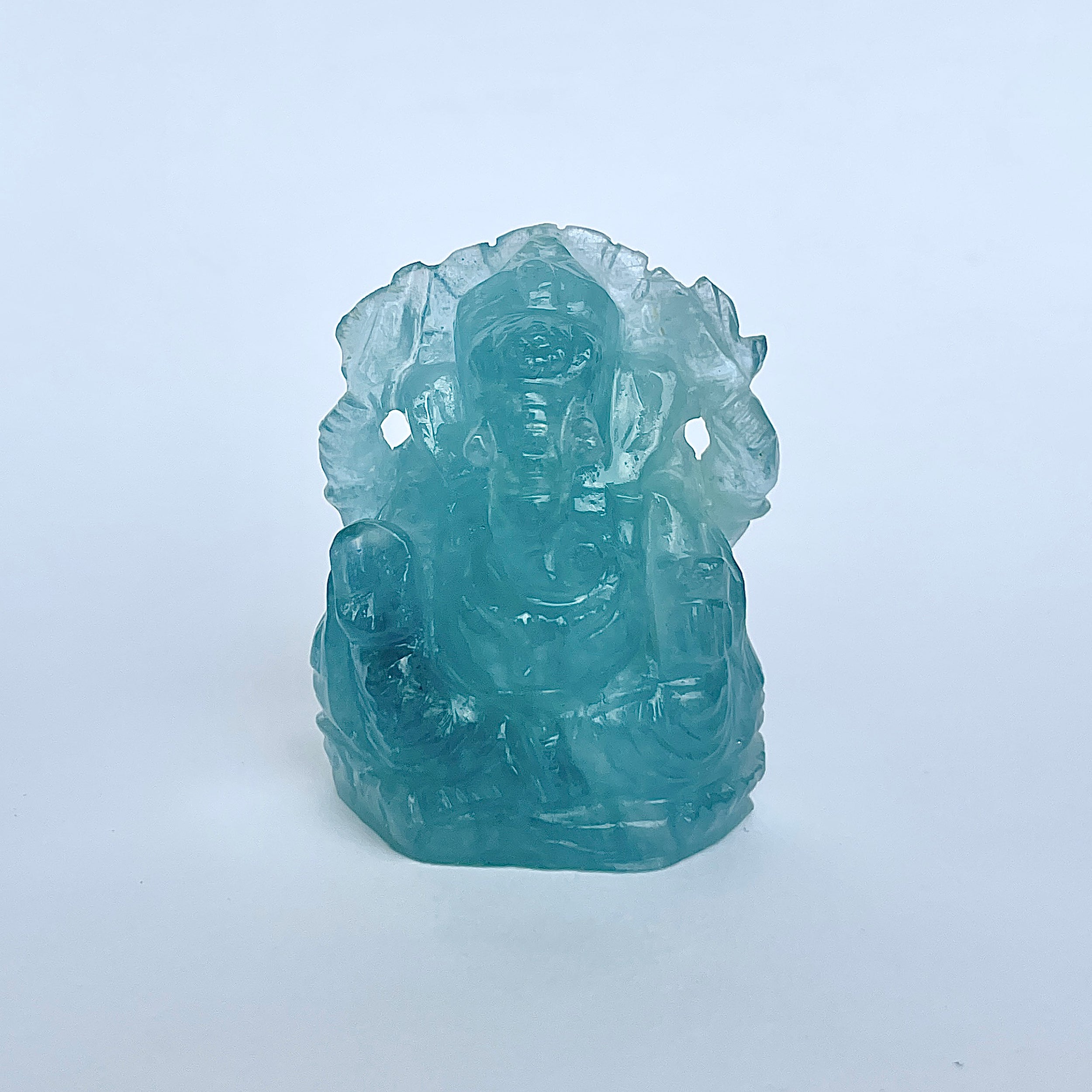 พระพิฆเนศทรงเครื่องอความารีน น้ำหนัก 275.5 กะรัต ส่วนสูง 4.9 ซม.(AQM-MRT-19.)