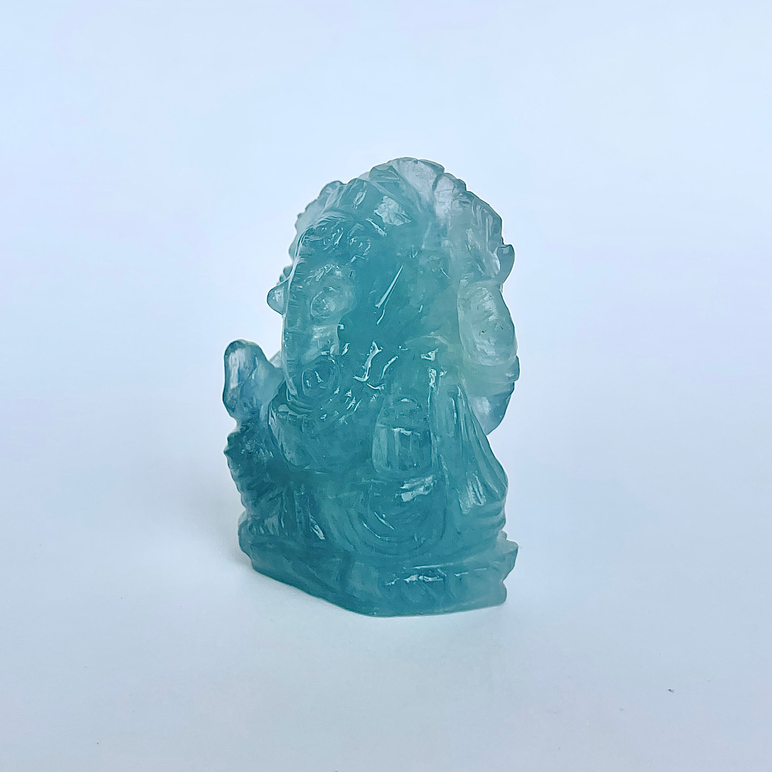 พระพิฆเนศทรงเครื่องอความารีน น้ำหนัก 275.5 กะรัต ส่วนสูง 4.9 ซม.(AQM-MRT-19.)