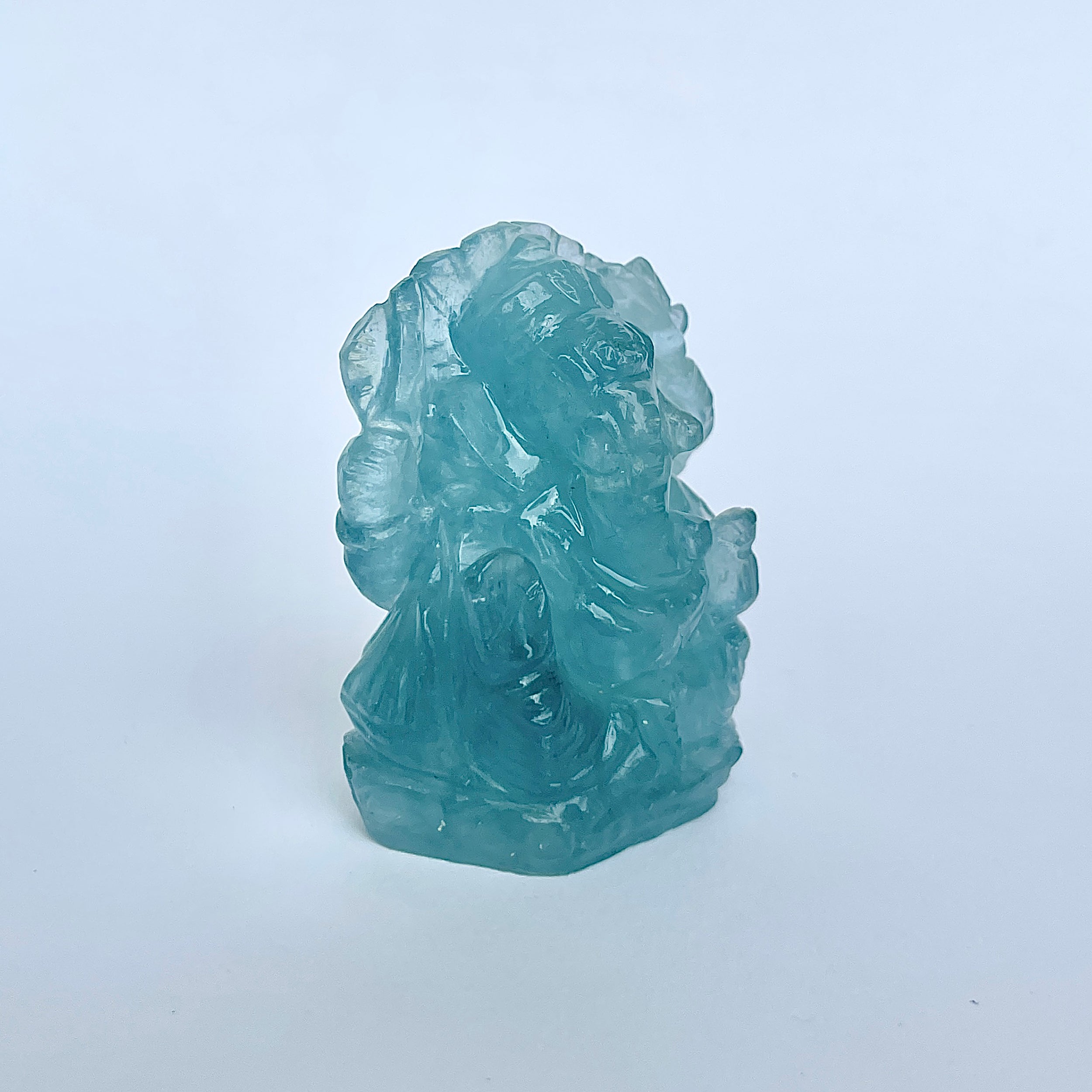 พระพิฆเนศทรงเครื่องอความารีน น้ำหนัก 275.5 กะรัต ส่วนสูง 4.9 ซม.(AQM-MRT-19.)