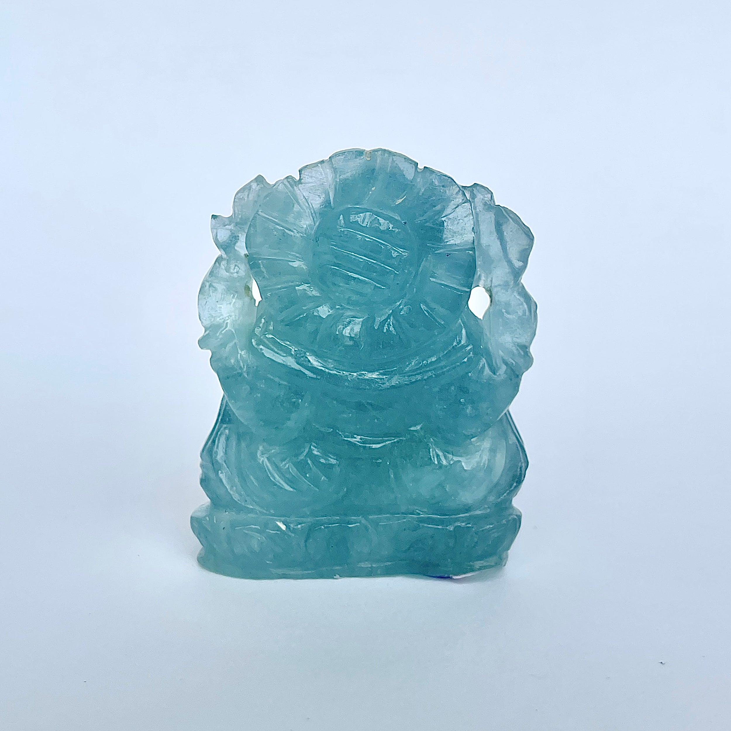 พระพิฆเนศทรงเครื่องอความารีน น้ำหนัก 275.5 กะรัต ส่วนสูง 4.9 ซม.(AQM-MRT-19.)