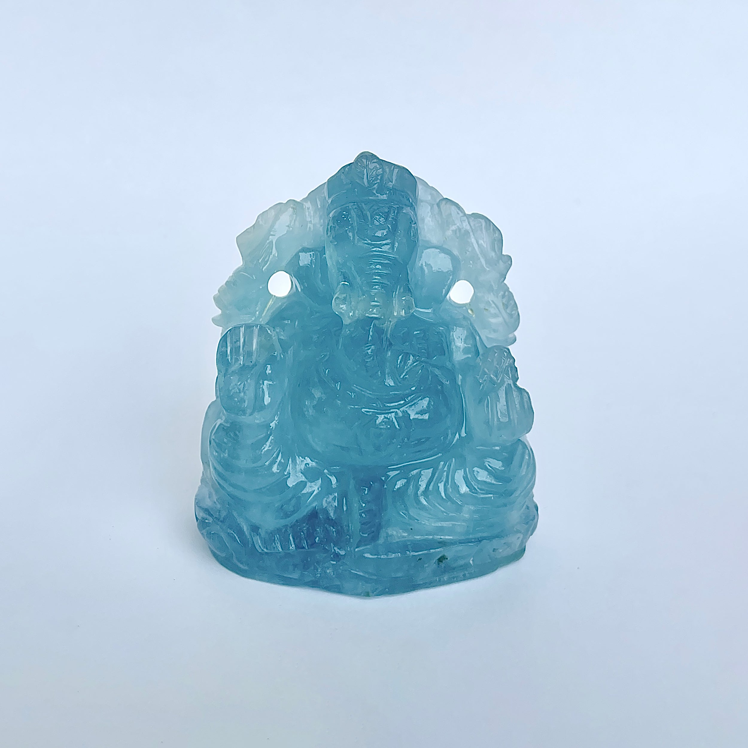 พระพิฆเนศทรงเครื่อง Aquamarine น้ำหนัก 924 กะรัต ส่วนสูง 6.4 CM-(AQM-MRT-2.)
