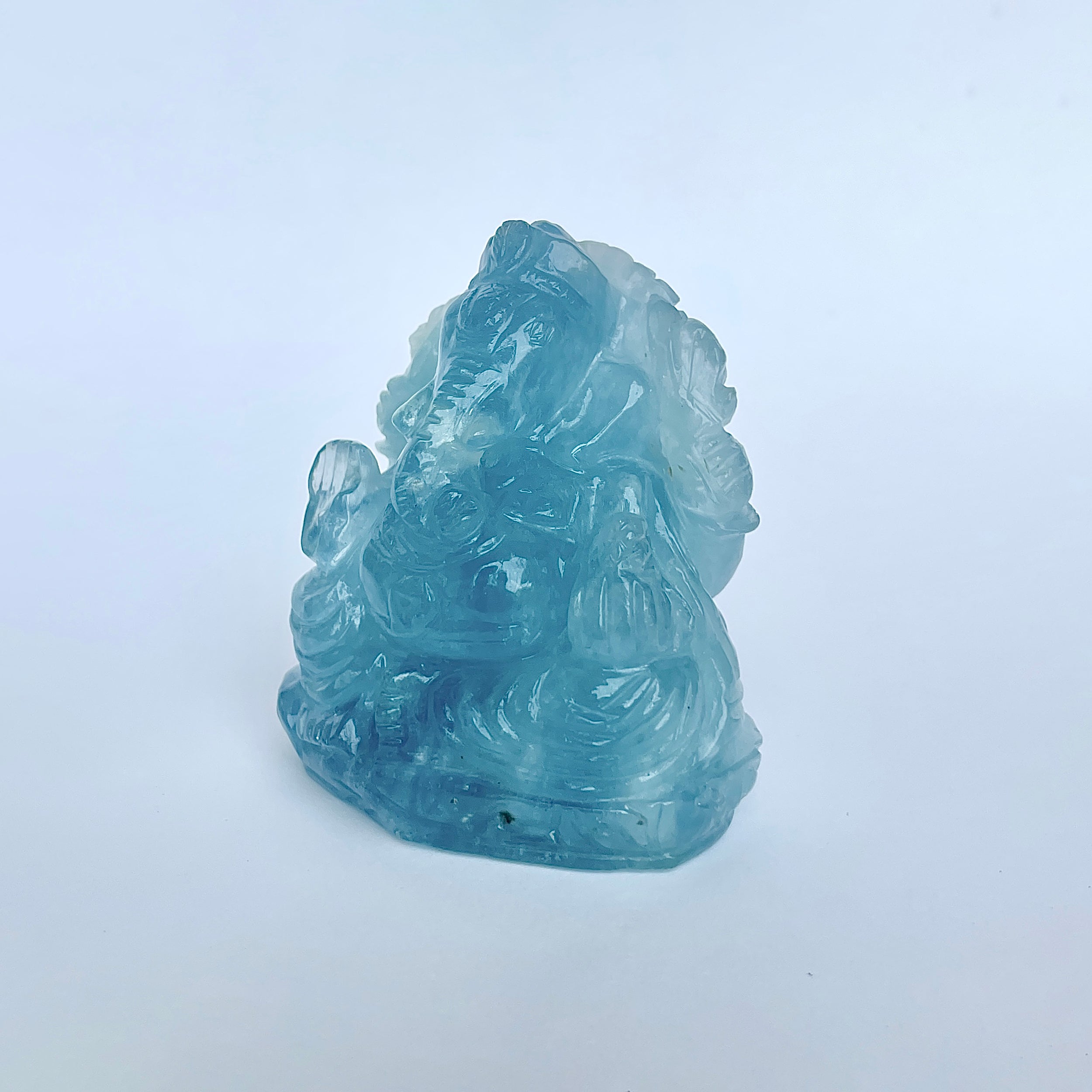 พระพิฆเนศทรงเครื่อง Aquamarine น้ำหนัก 924 กะรัต ส่วนสูง 6.4 CM-(AQM-MRT-2.)