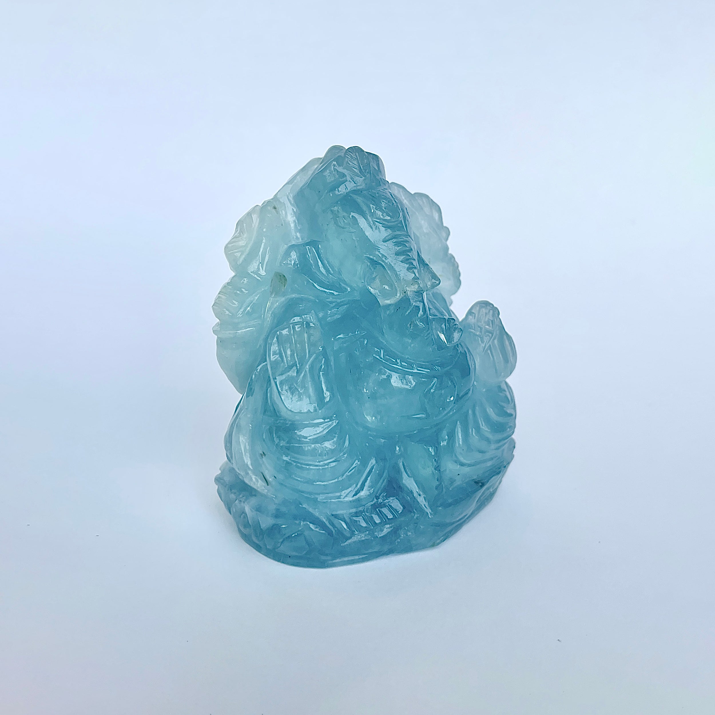 พระพิฆเนศทรงเครื่อง Aquamarine น้ำหนัก 924 กะรัต ส่วนสูง 6.4 CM-(AQM-MRT-2.)