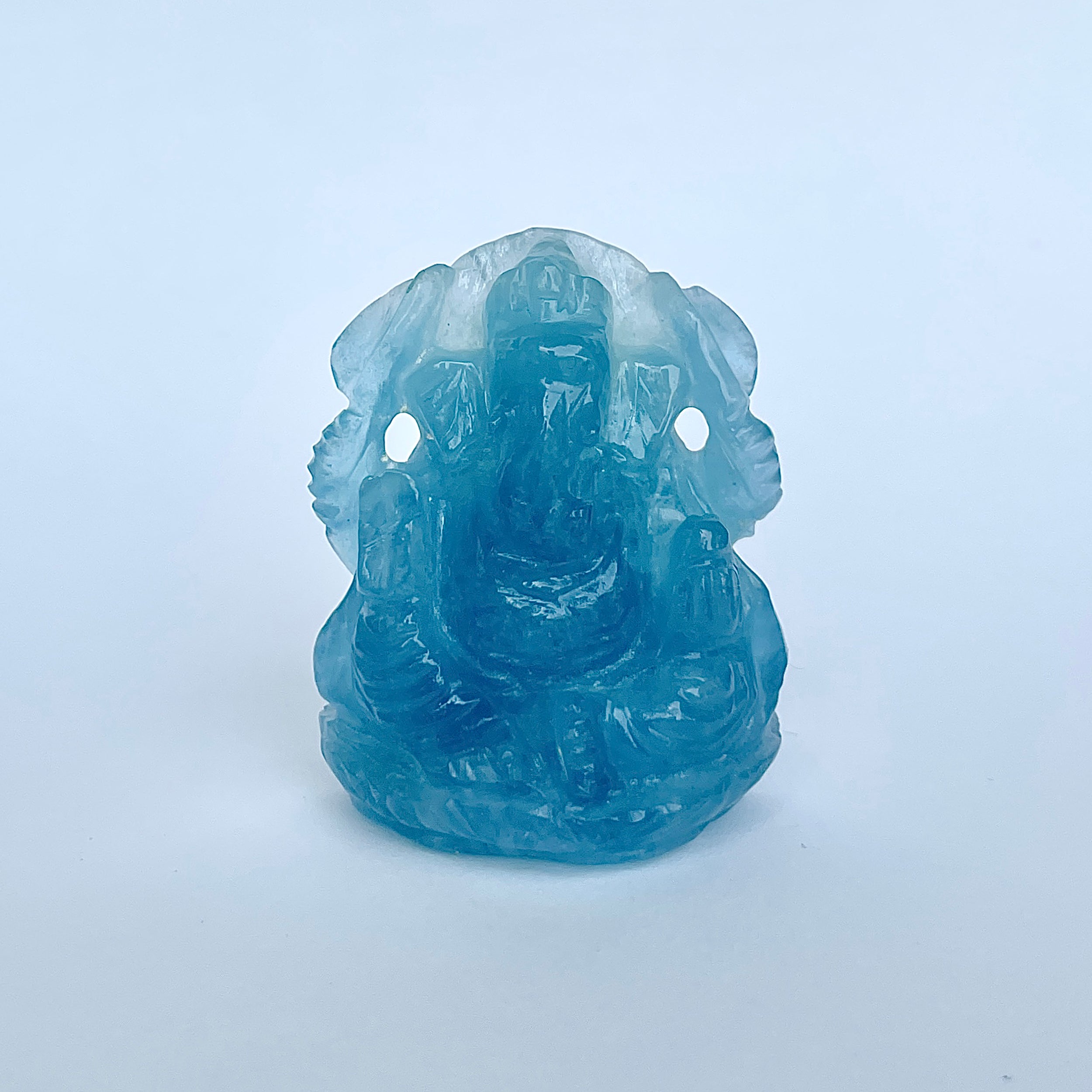 พระพิฆเนศทรงเครื่องอความารีน น้ำหนัก 277.5 กะรัต สูง 5 ซม.(AQM-MRT-20.)