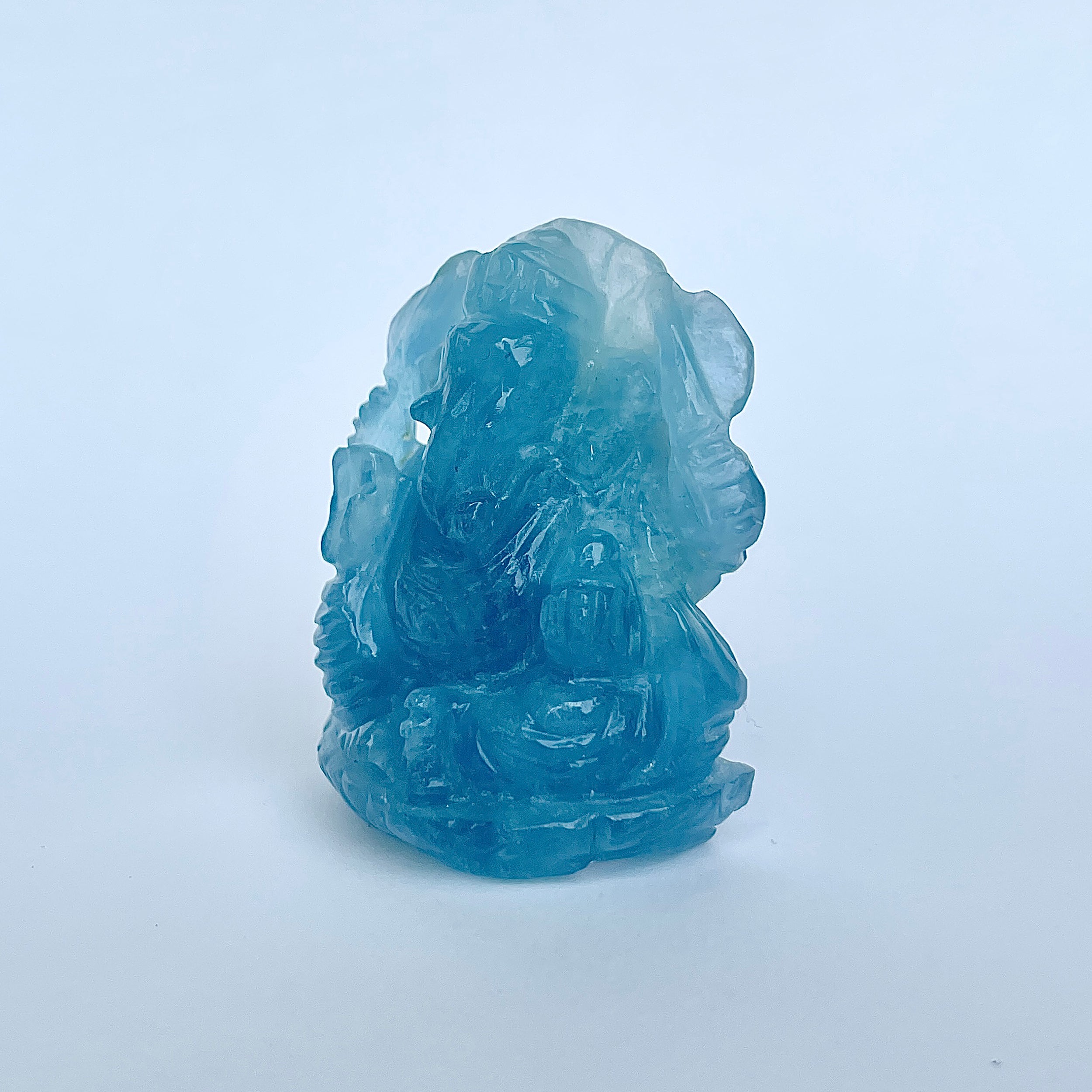 พระพิฆเนศทรงเครื่องอความารีน น้ำหนัก 277.5 กะรัต สูง 5 ซม.(AQM-MRT-20.)