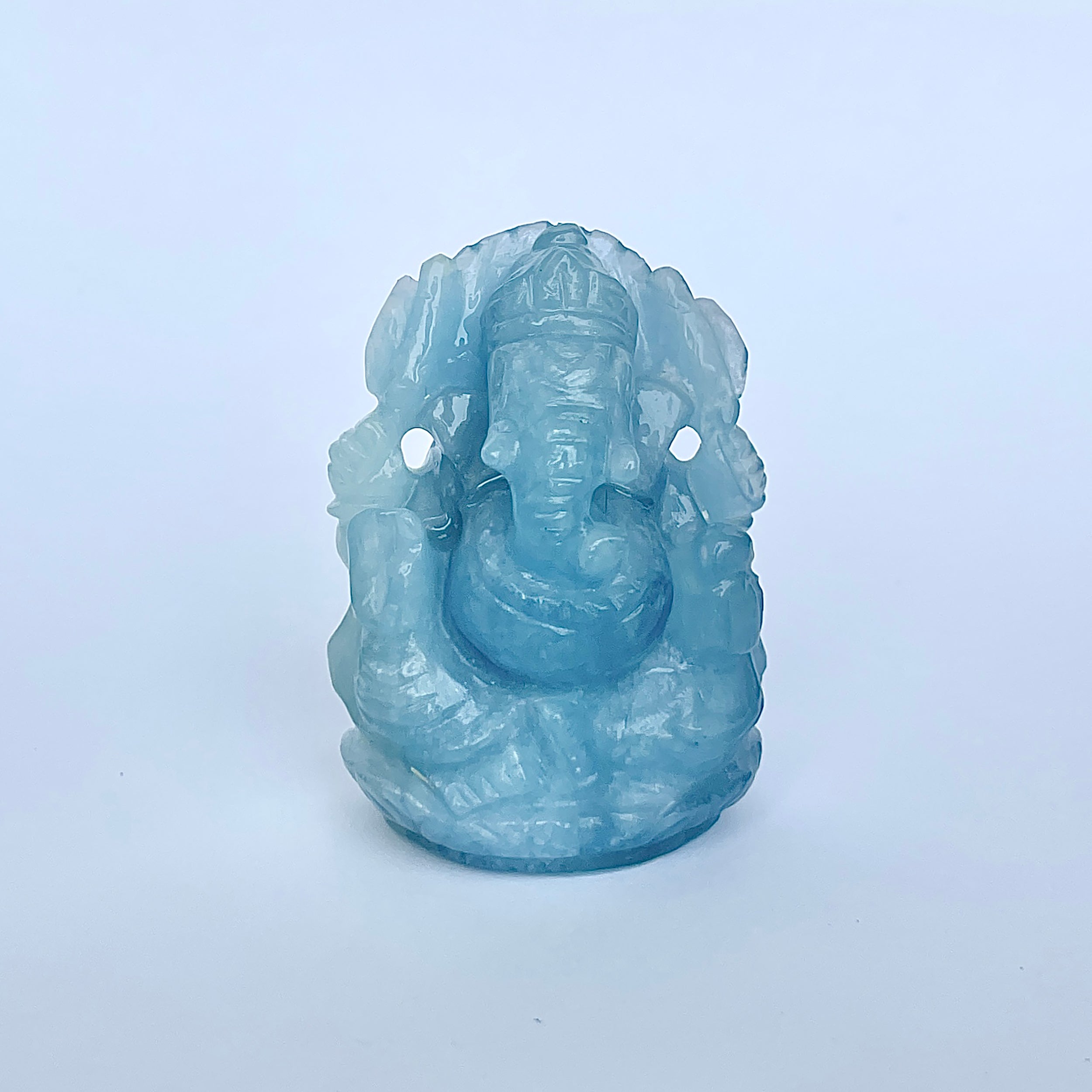 พระพิฆเนศทรงเครื่อง อะความารีน น้ำหนัก 340 กะรัต ส่วนสูง 5.1 ซม.(AQM-MRT-21.)