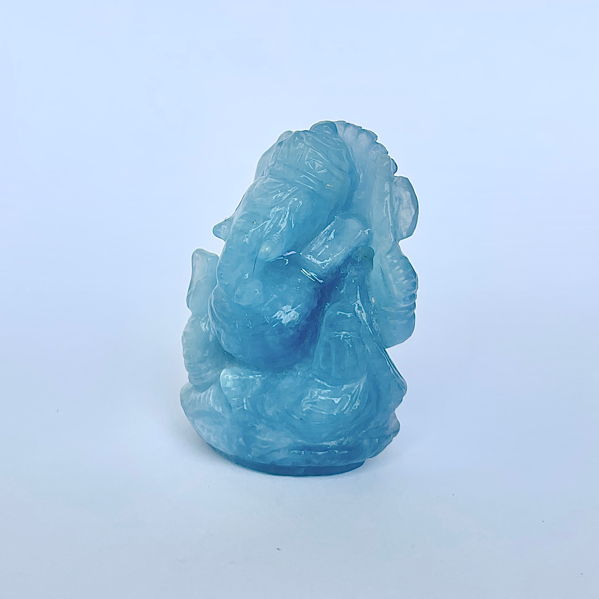 พระพิฆเนศทรงเครื่อง อะความารีน น้ำหนัก 340 กะรัต ส่วนสูง 5.1 ซม.(AQM-MRT-21.)