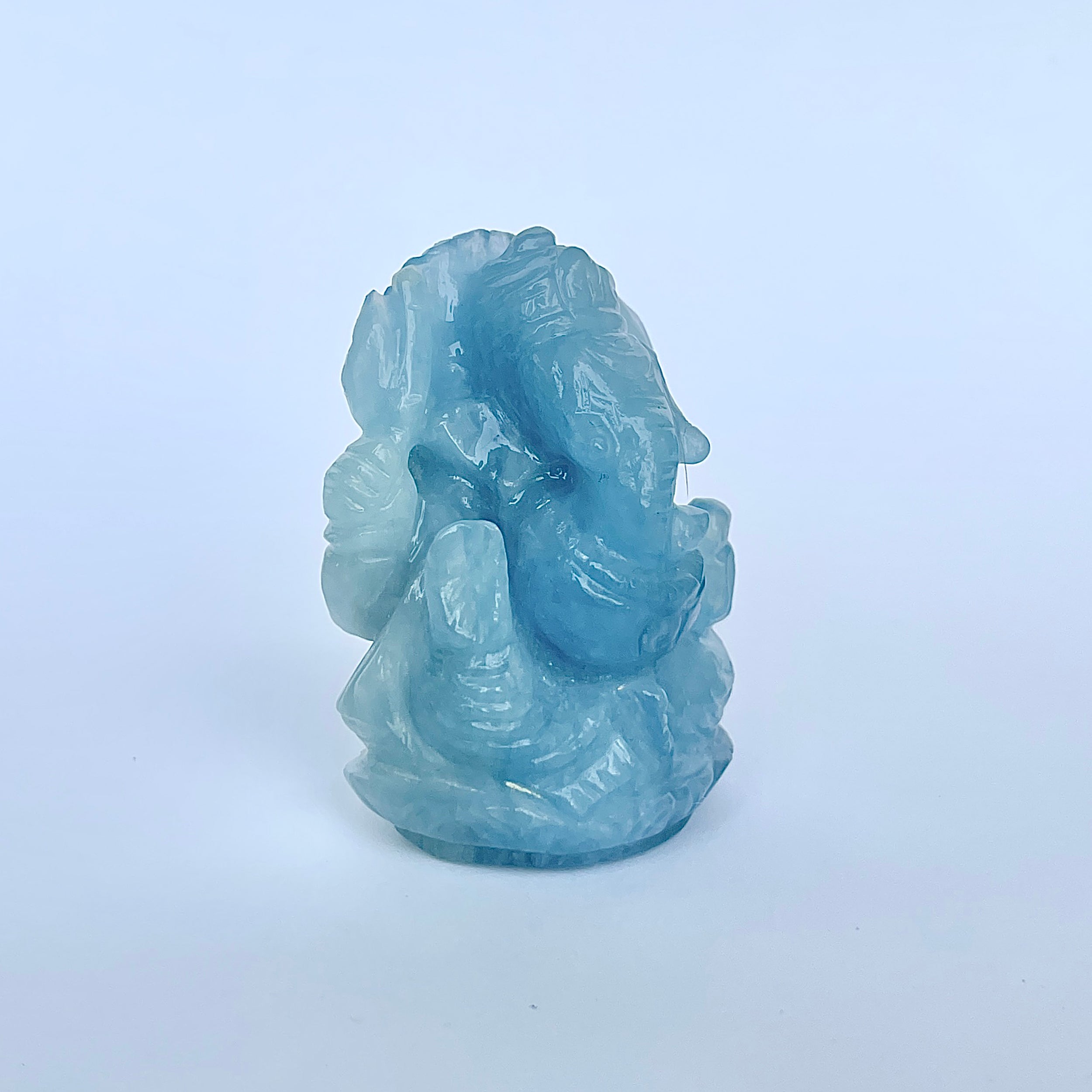 พระพิฆเนศทรงเครื่อง อะความารีน น้ำหนัก 340 กะรัต ส่วนสูง 5.1 ซม.(AQM-MRT-21.)