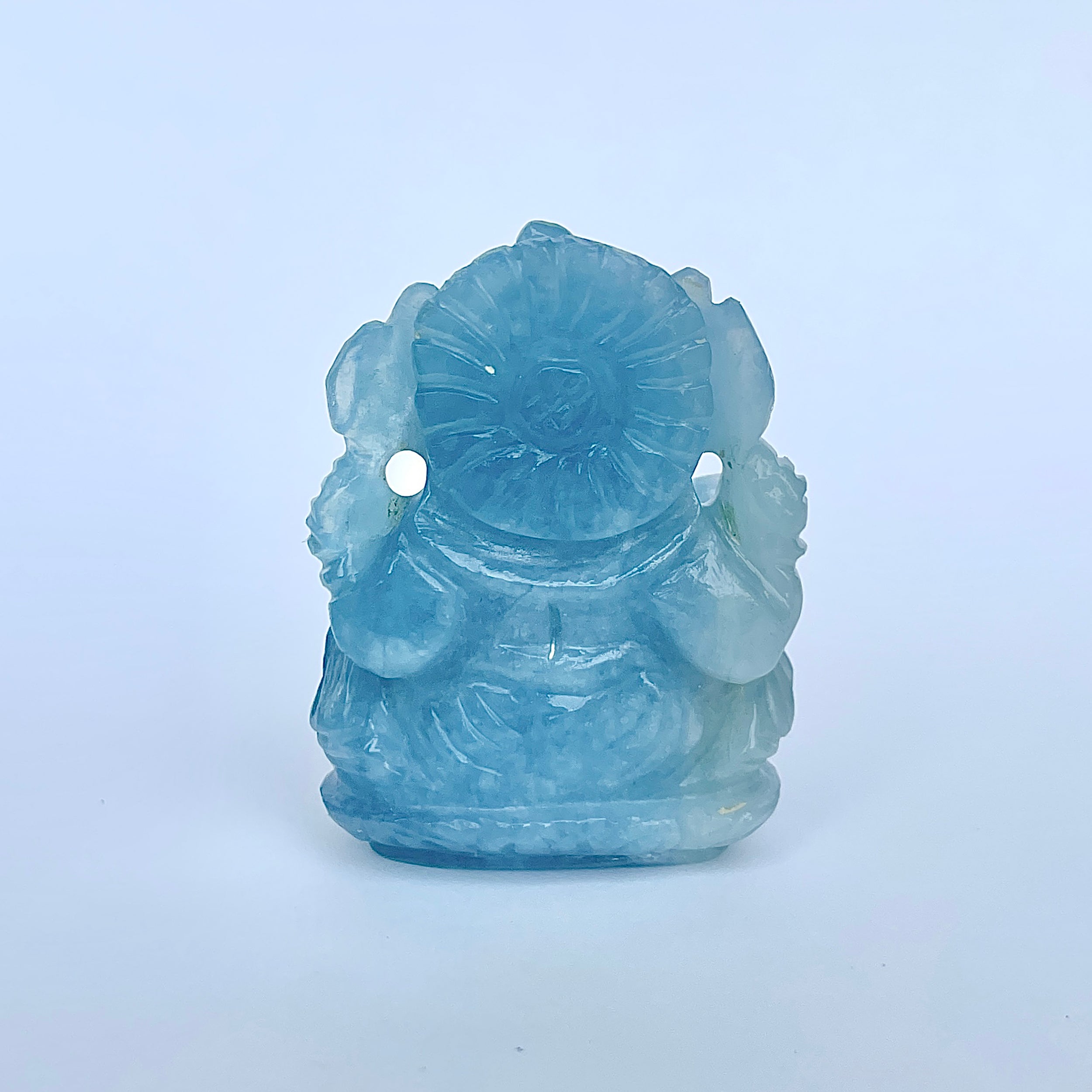 พระพิฆเนศทรงเครื่อง อะความารีน น้ำหนัก 340 กะรัต ส่วนสูง 5.1 ซม.(AQM-MRT-21.)