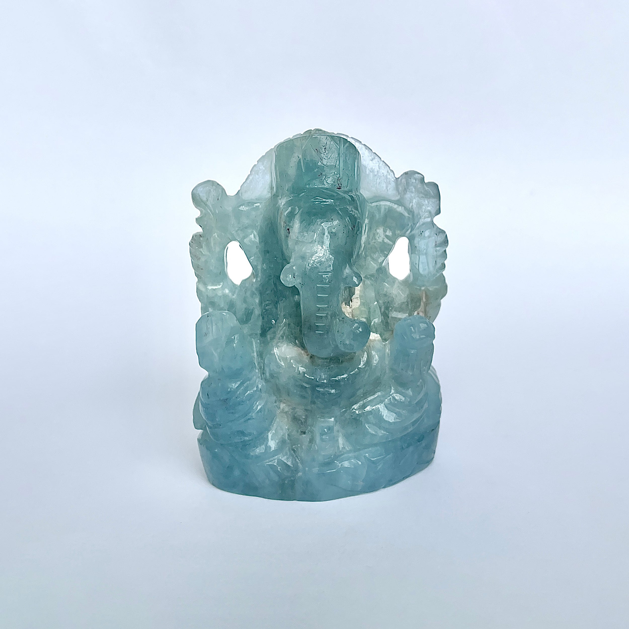 พระพิฆเนศทรงเครื่องอความารีน น้ำหนัก 1321 กะรัต ส่วนสูง 8.1 ซม.(AQM-MRT-22.)