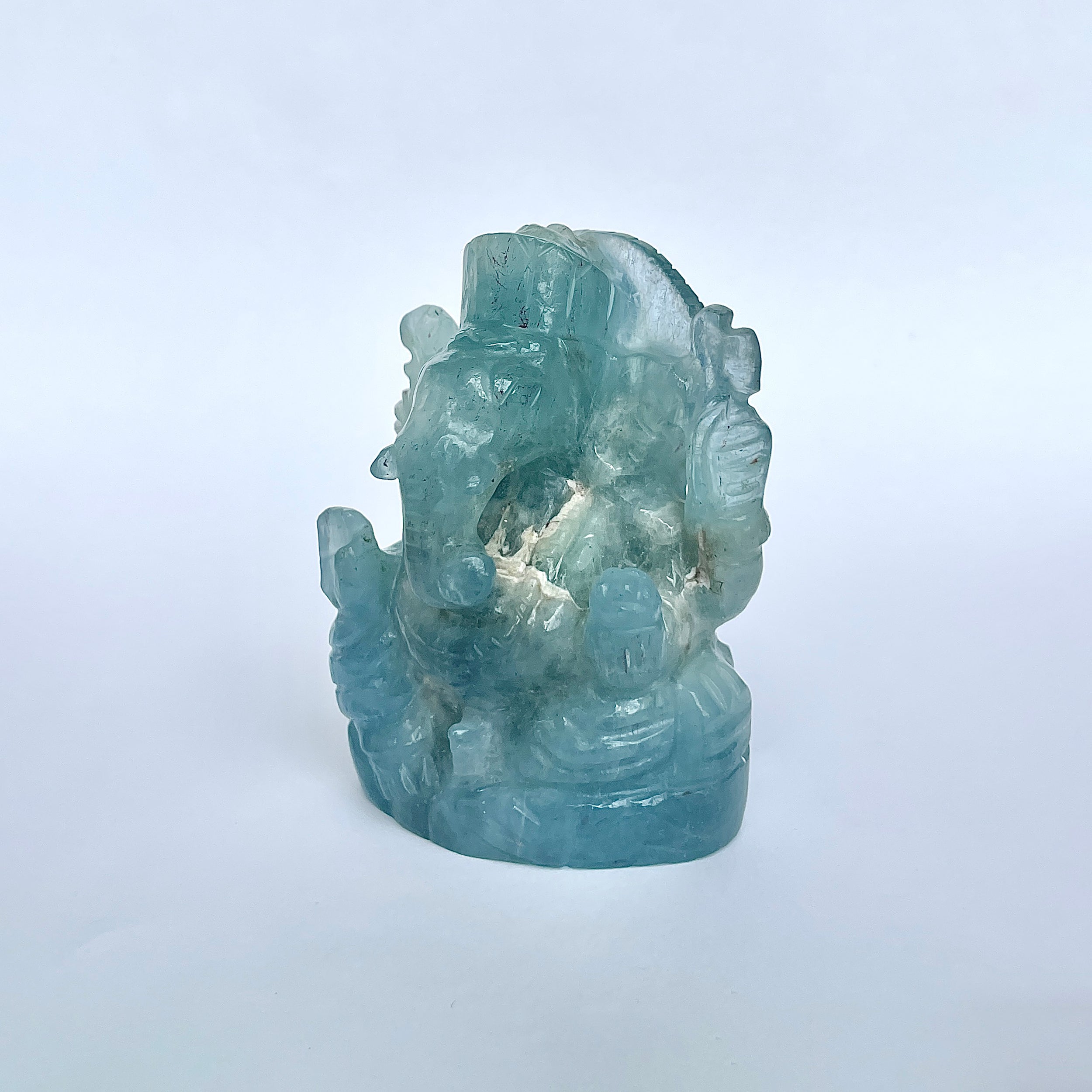 พระพิฆเนศทรงเครื่องอความารีน น้ำหนัก 1321 กะรัต ส่วนสูง 8.1 ซม.(AQM-MRT-22.)