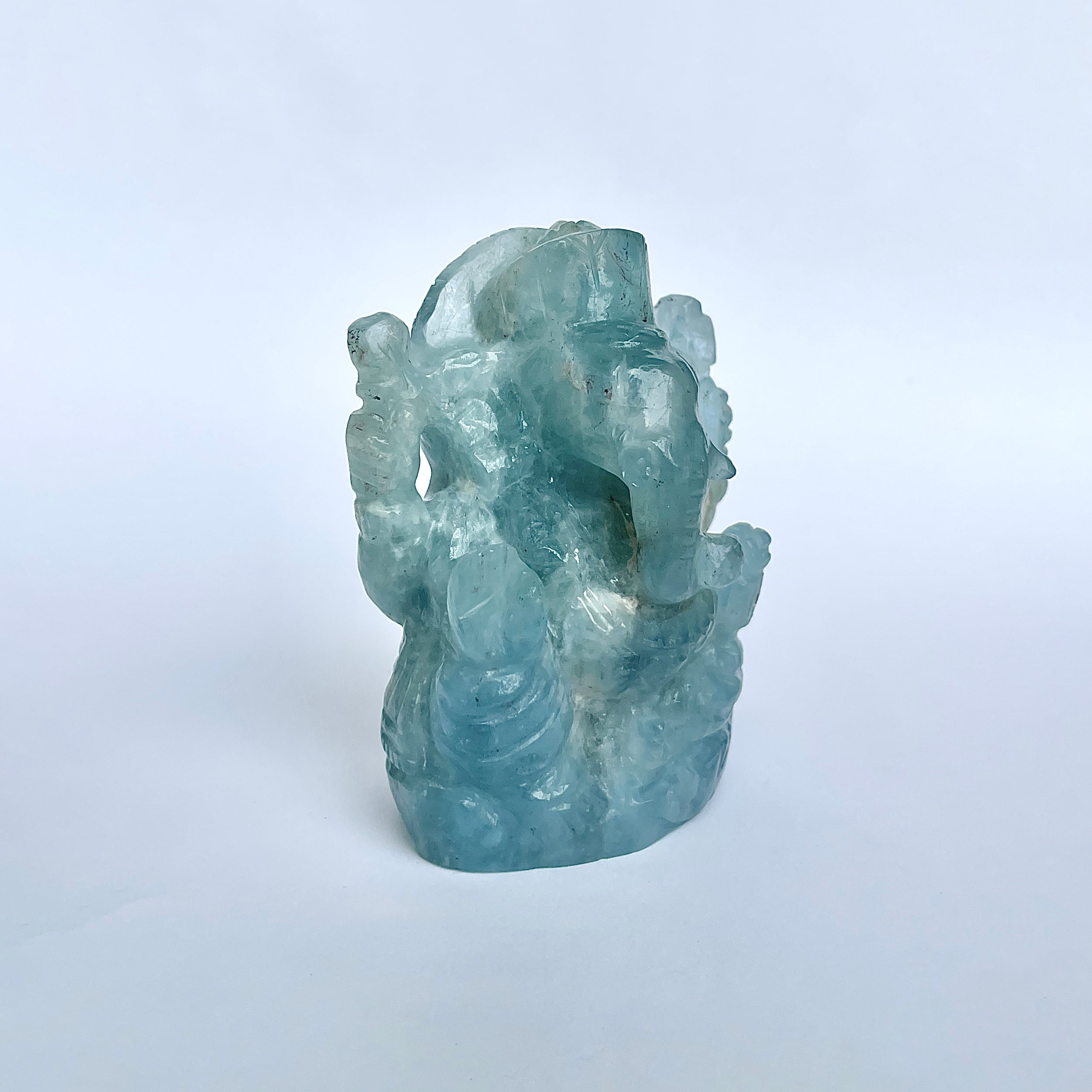 พระพิฆเนศทรงเครื่องอความารีน น้ำหนัก 1321 กะรัต ส่วนสูง 8.1 ซม.(AQM-MRT-22.)