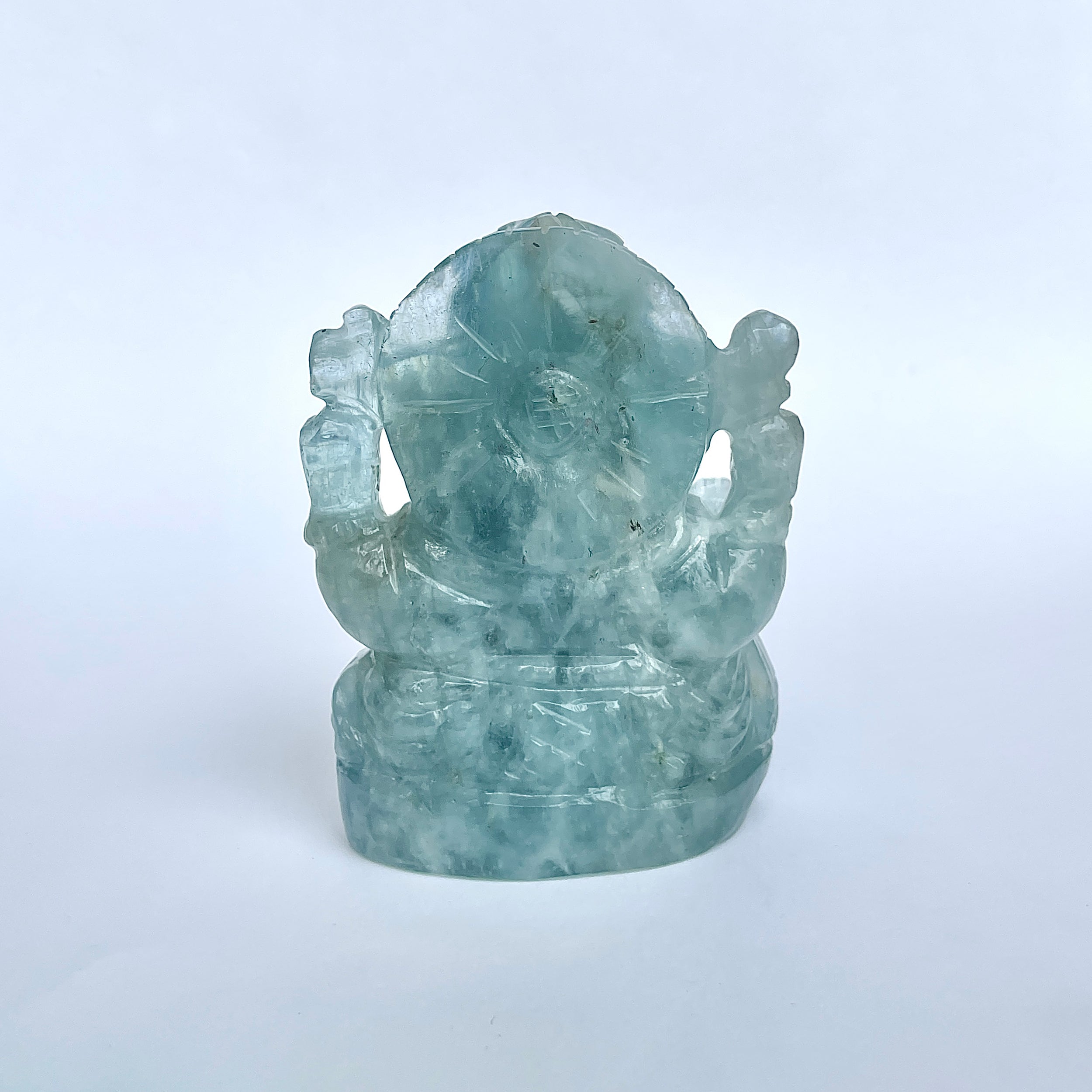 พระพิฆเนศทรงเครื่องอความารีน น้ำหนัก 1321 กะรัต ส่วนสูง 8.1 ซม.(AQM-MRT-22.)