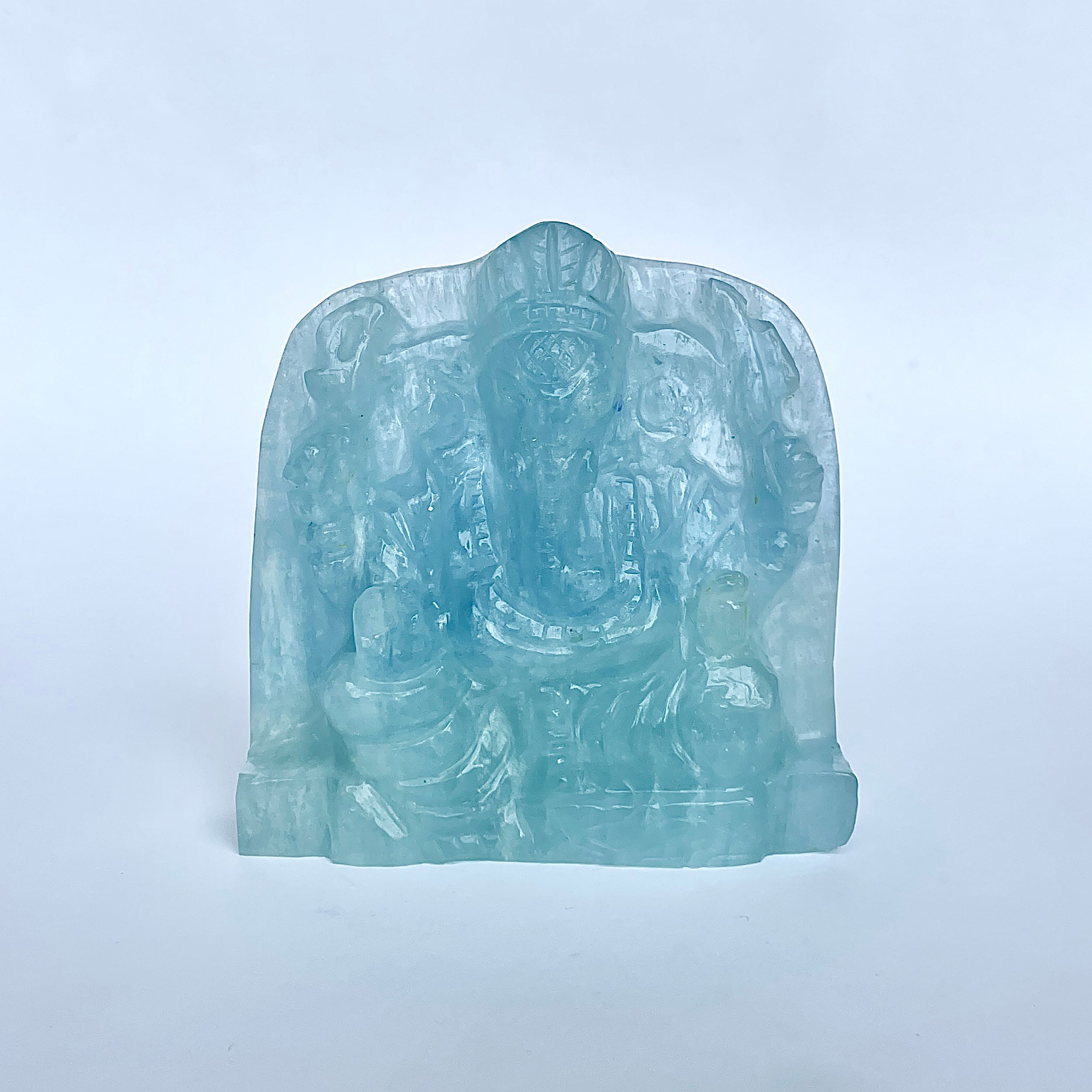 พระพิฆเนศทรงเครื่องอความารีน น้ำหนัก 1154 กะรัต ส่วนสูง 7.9 ซม.(AQM-MRT-23.)