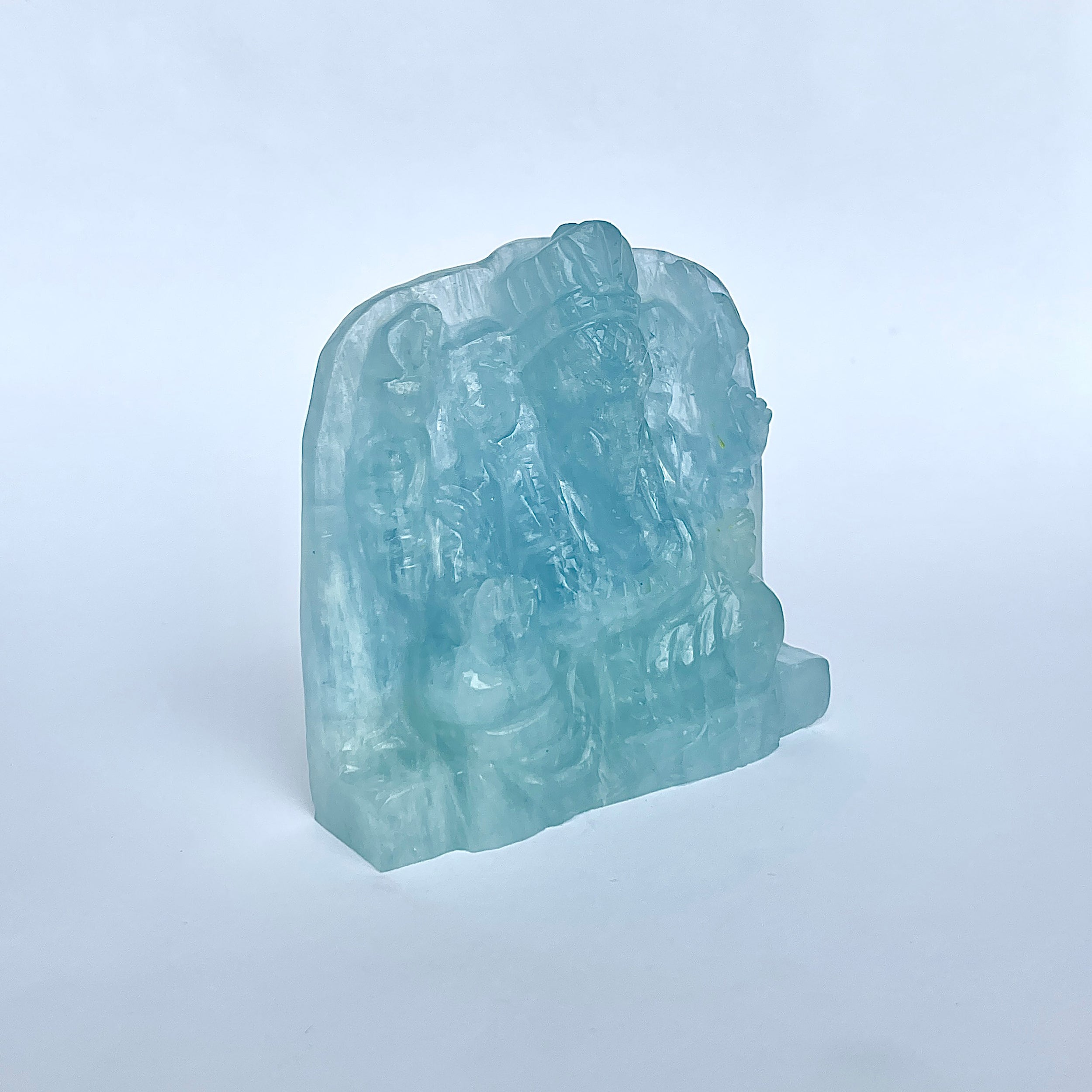 พระพิฆเนศทรงเครื่องอความารีน น้ำหนัก 1154 กะรัต ส่วนสูง 7.9 ซม.(AQM-MRT-23.)