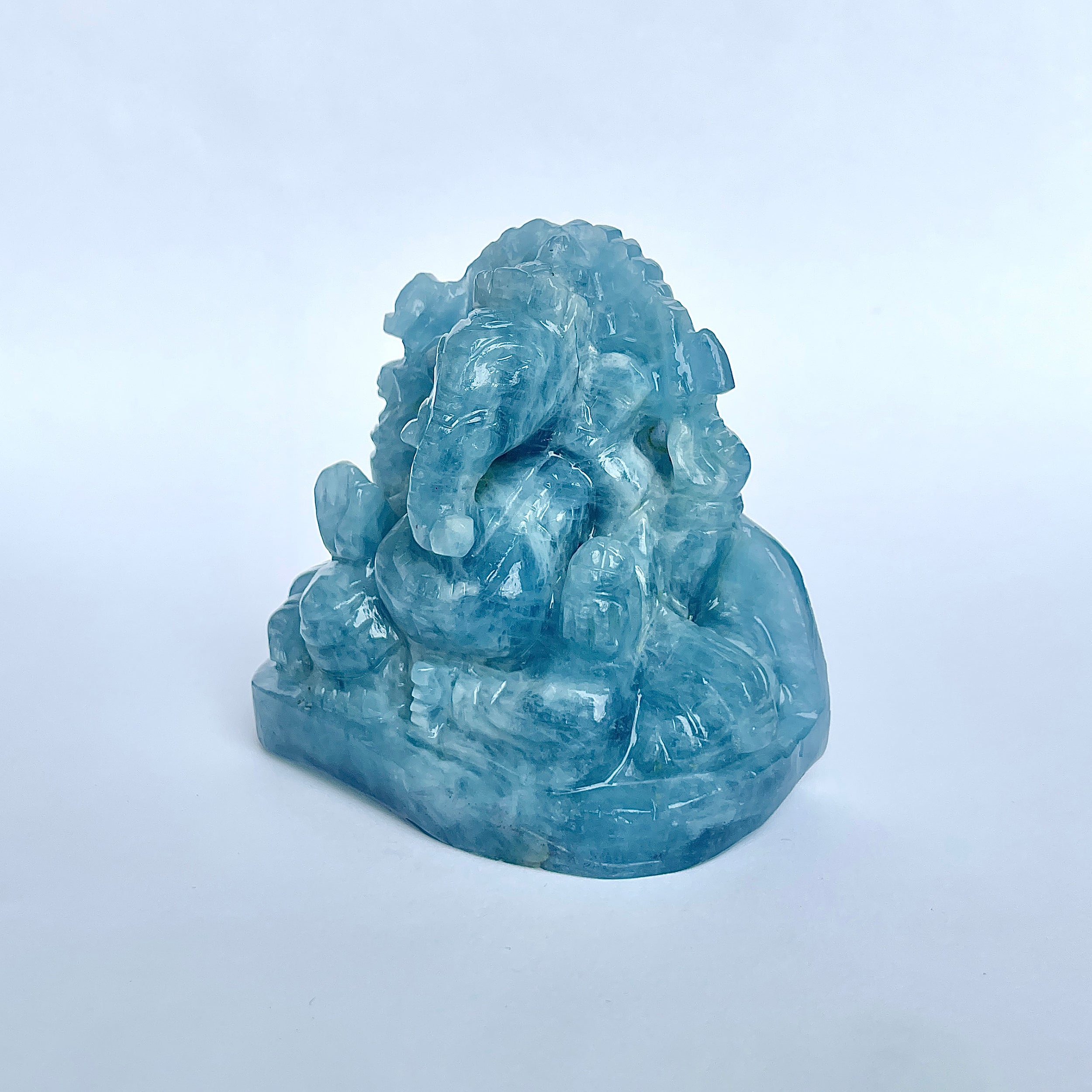 พระพิฆเนศทรงเครื่อง Aquamarine น้ำหนัก 1644.5 กะรัต ส่วนสูง 7.9 CM-(AQM-MRT-24.)