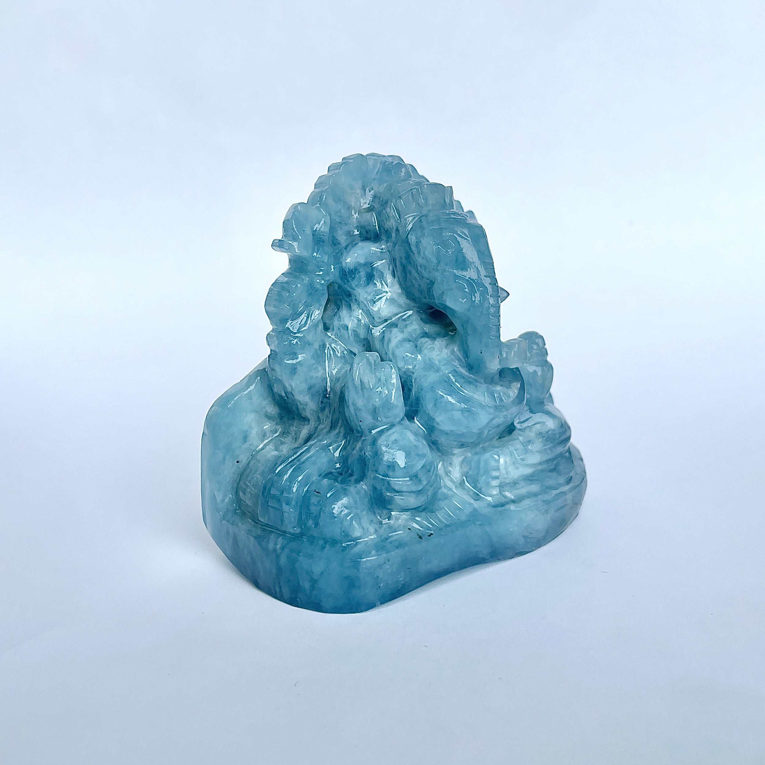 พระพิฆเนศทรงเครื่อง Aquamarine น้ำหนัก 1644.5 กะรัต ส่วนสูง 7.9 CM-(AQM-MRT-24.)