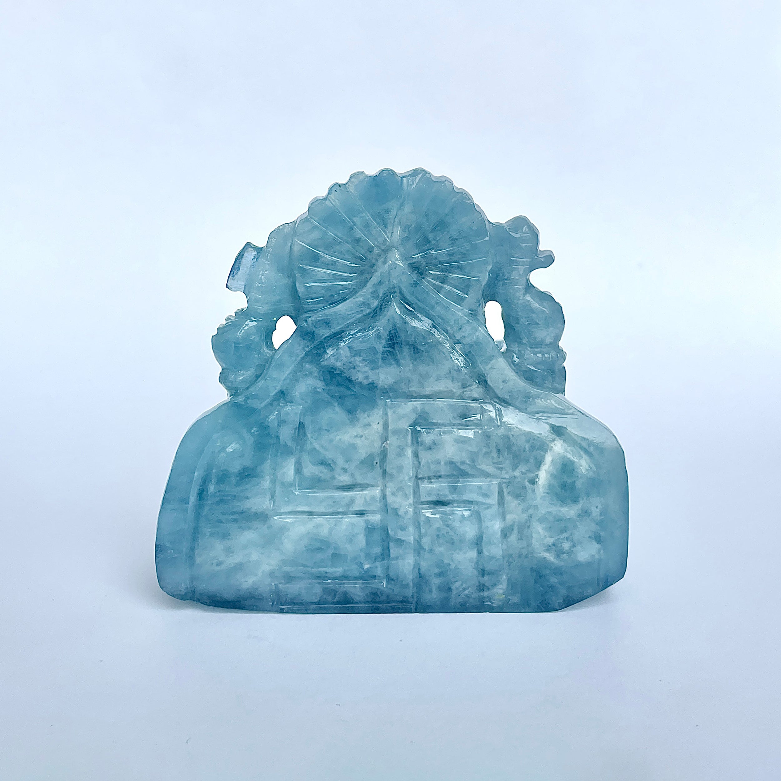 พระพิฆเนศทรงเครื่อง Aquamarine น้ำหนัก 1644.5 กะรัต ส่วนสูง 7.9 CM-(AQM-MRT-24.)