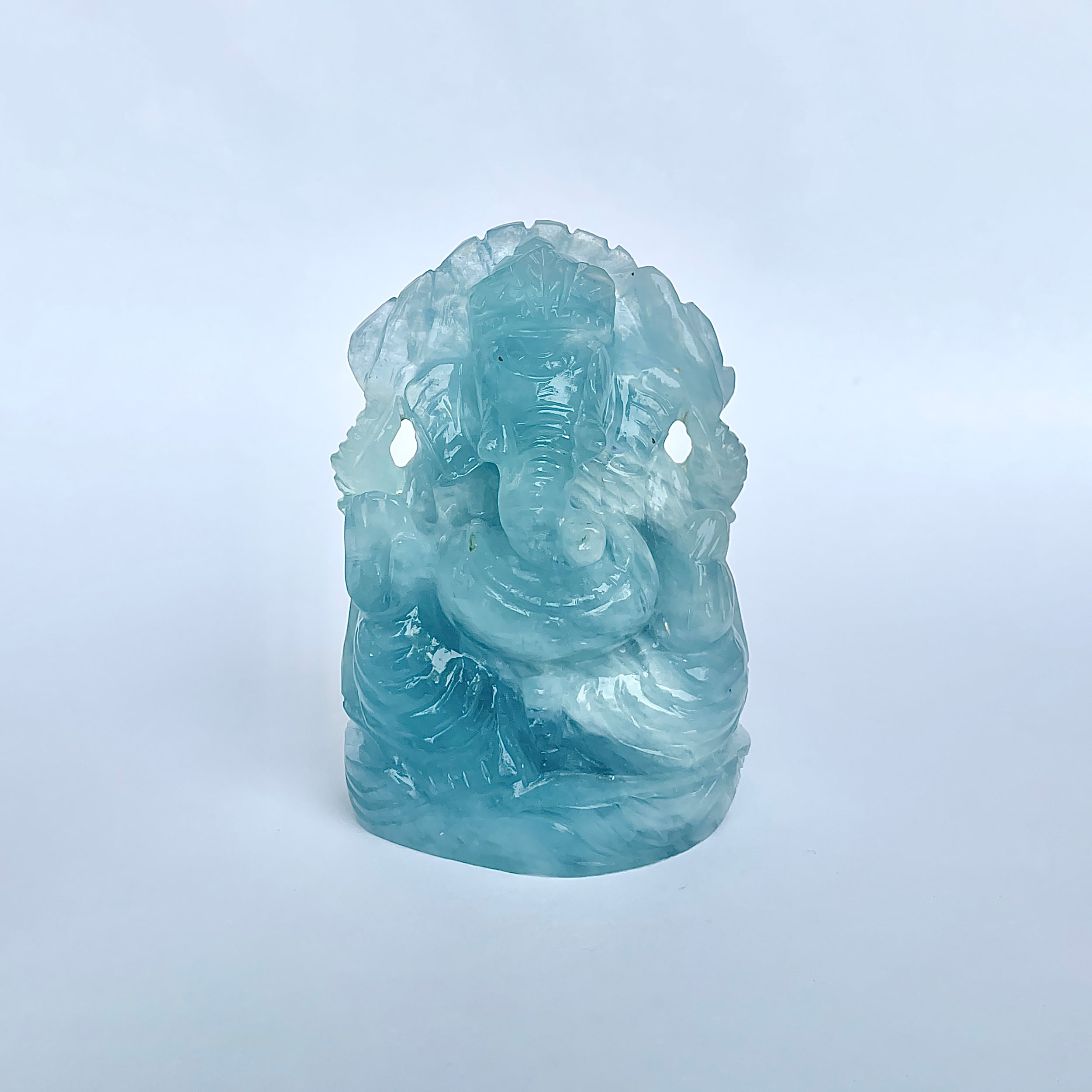 พระพิฆเนศทรงเครื่อง อะความารีน น้ำหนัก 1796.5 กะรัต สูง-9 CM-(AQM-MRT-3.)