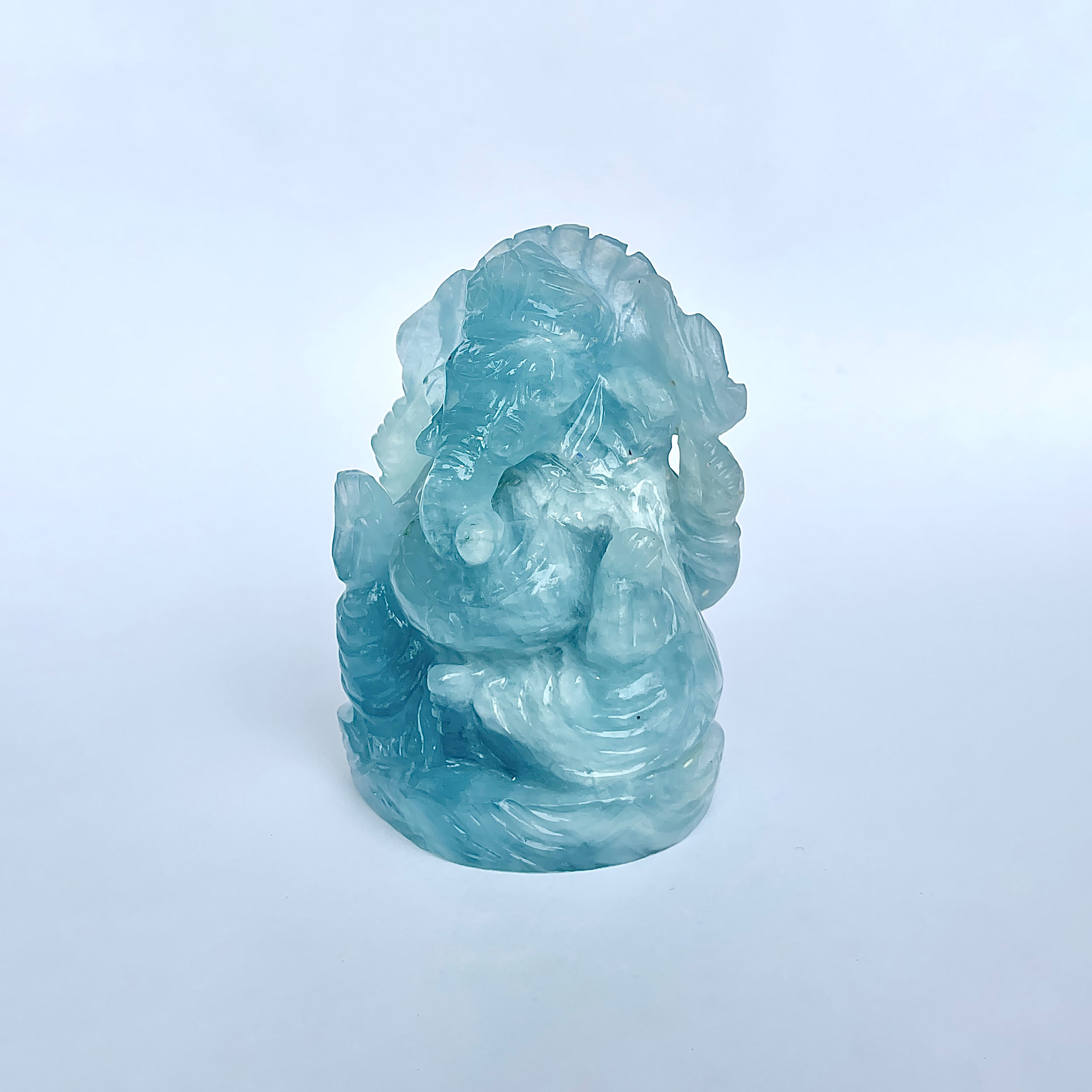 พระพิฆเนศทรงเครื่อง อะความารีน น้ำหนัก 1796.5 กะรัต สูง-9 CM-(AQM-MRT-3.)