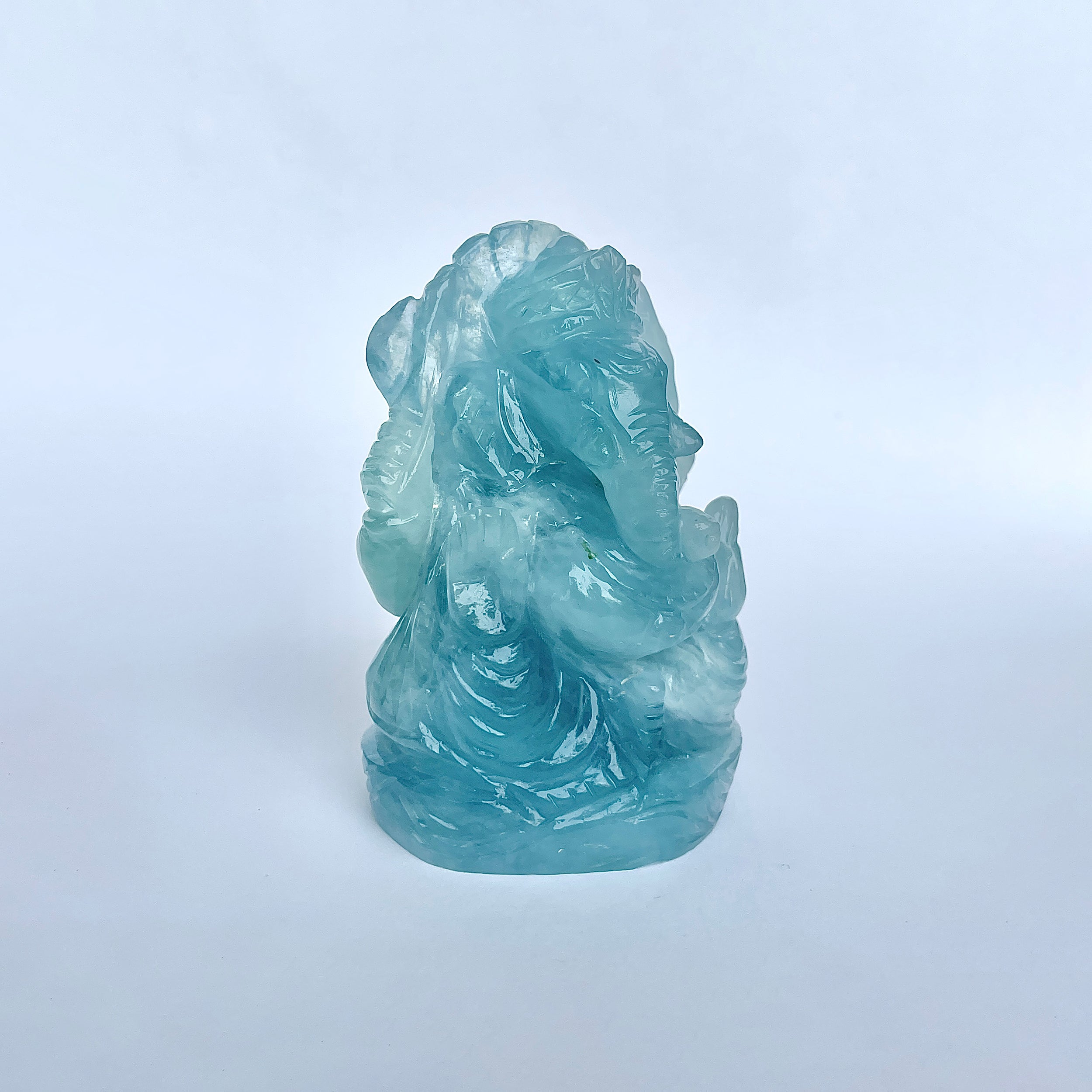 พระพิฆเนศทรงเครื่อง อะความารีน น้ำหนัก 1796.5 กะรัต สูง-9 CM-(AQM-MRT-3.)