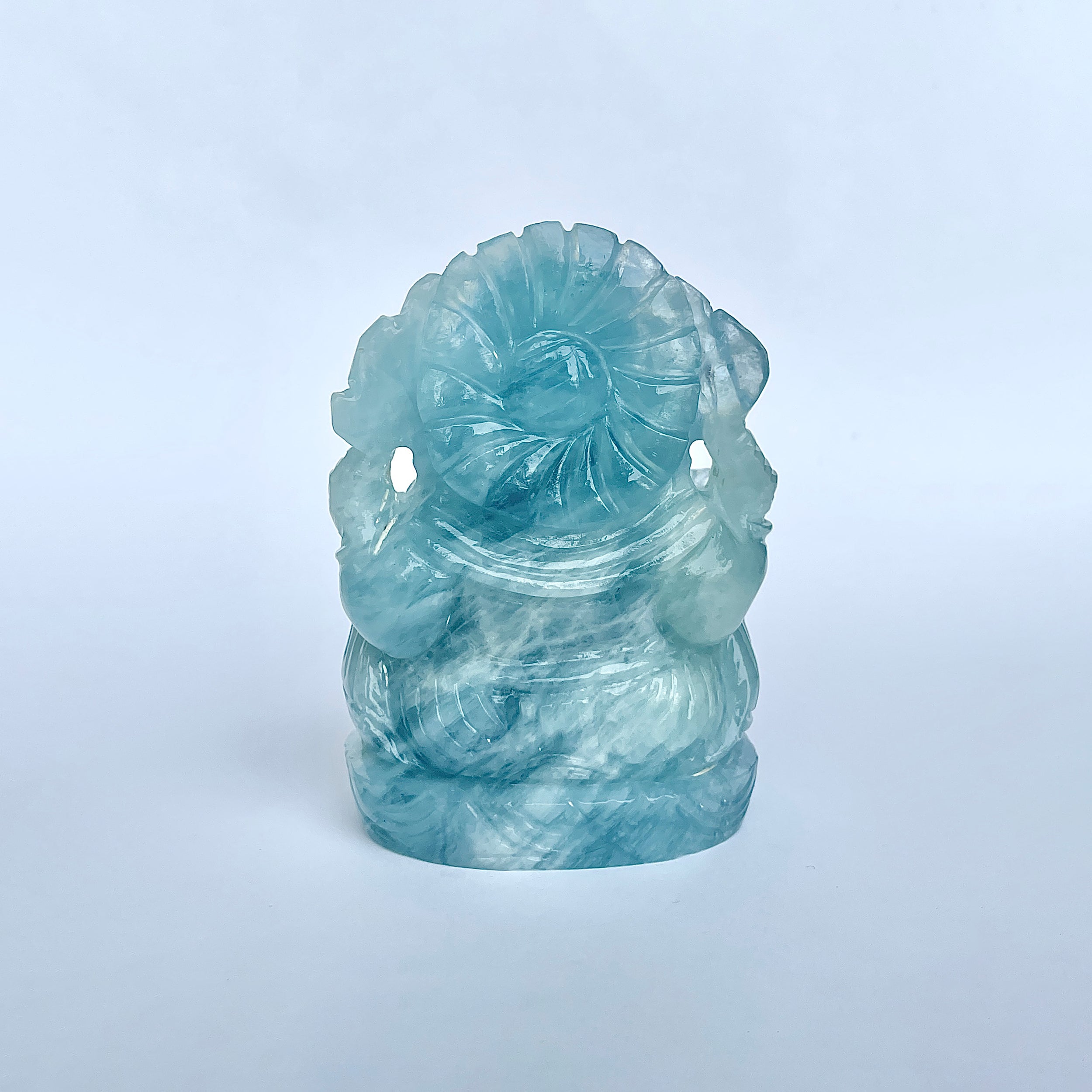 พระพิฆเนศทรงเครื่อง อะความารีน น้ำหนัก 1796.5 กะรัต สูง-9 CM-(AQM-MRT-3.)