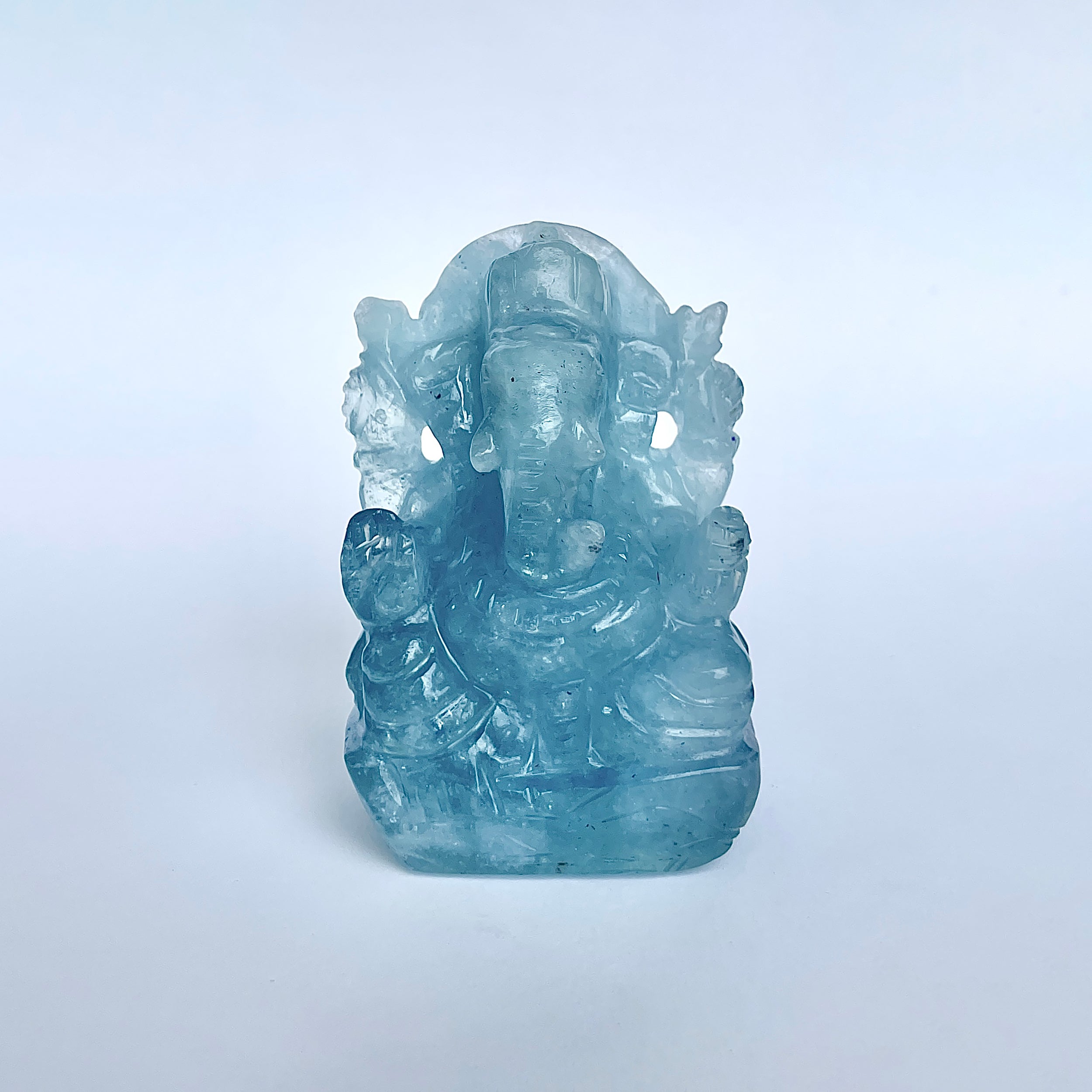 พระพิฆเนศทรงเครื่อง Aquamarine น้ำหนัก 1114.5 กะรัต ส่วนสูง 7.3 CM-(AQM-MRT-4.)