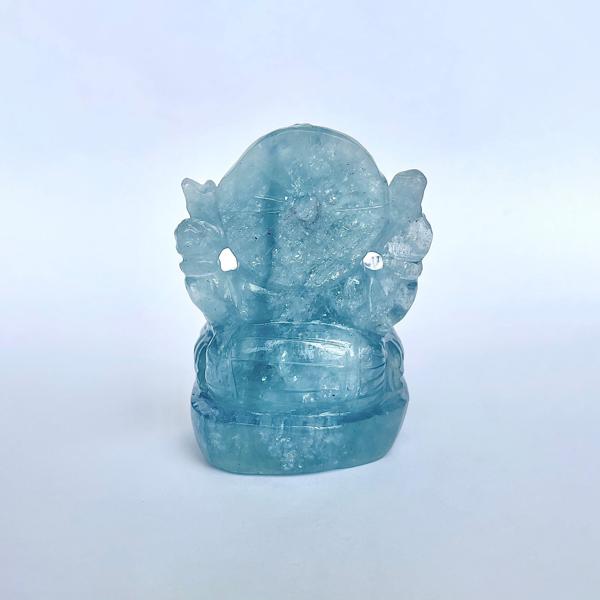 พระพิฆเนศทรงเครื่อง Aquamarine น้ำหนัก 1114.5 กะรัต ส่วนสูง 7.3 CM-(AQM-MRT-4.)
