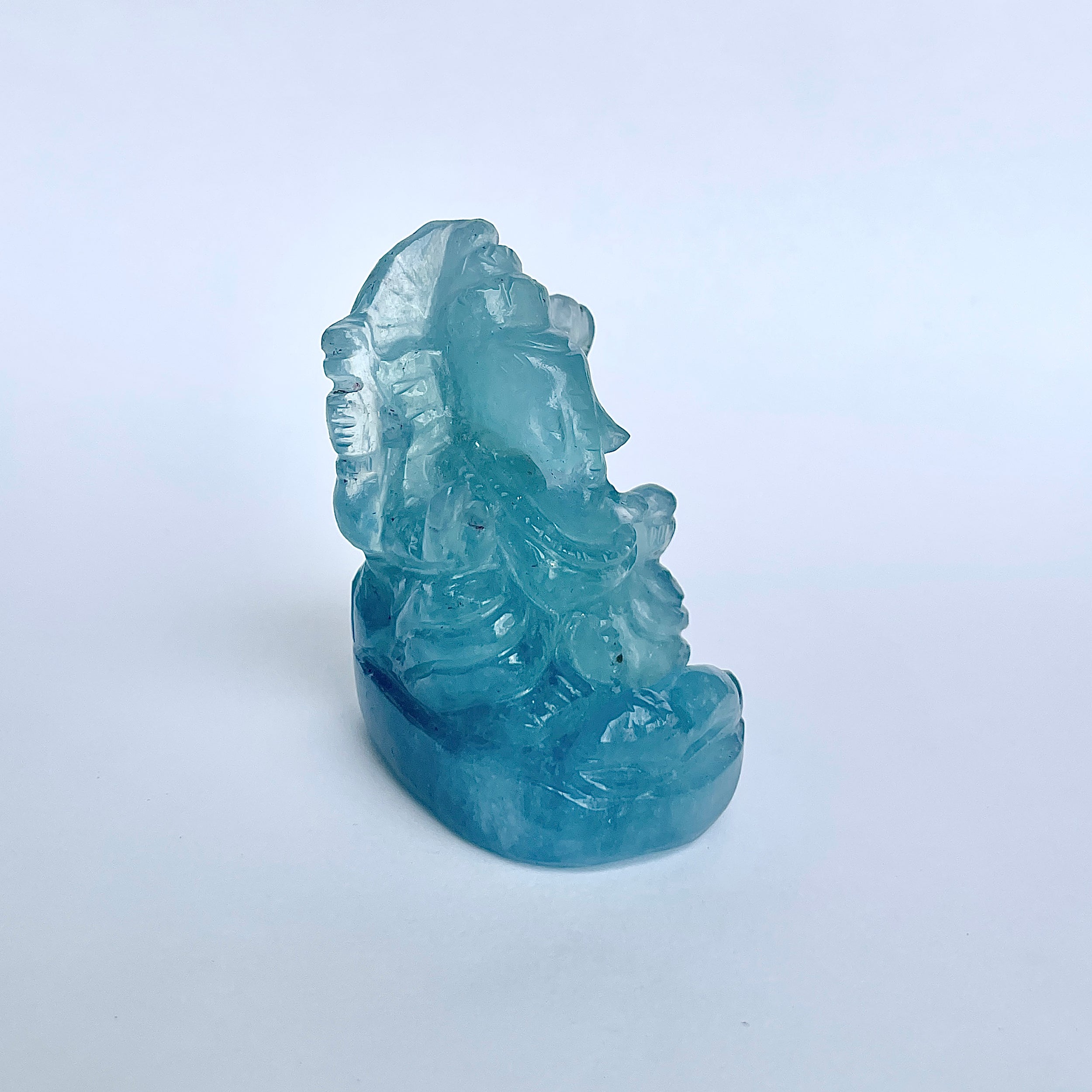 พระพิฆเนศทรงเครื่องอความารีน น้ำหนัก 655.5 กะรัต ส่วนสูง 6.8 ซม.(AQM-MRT-5.)