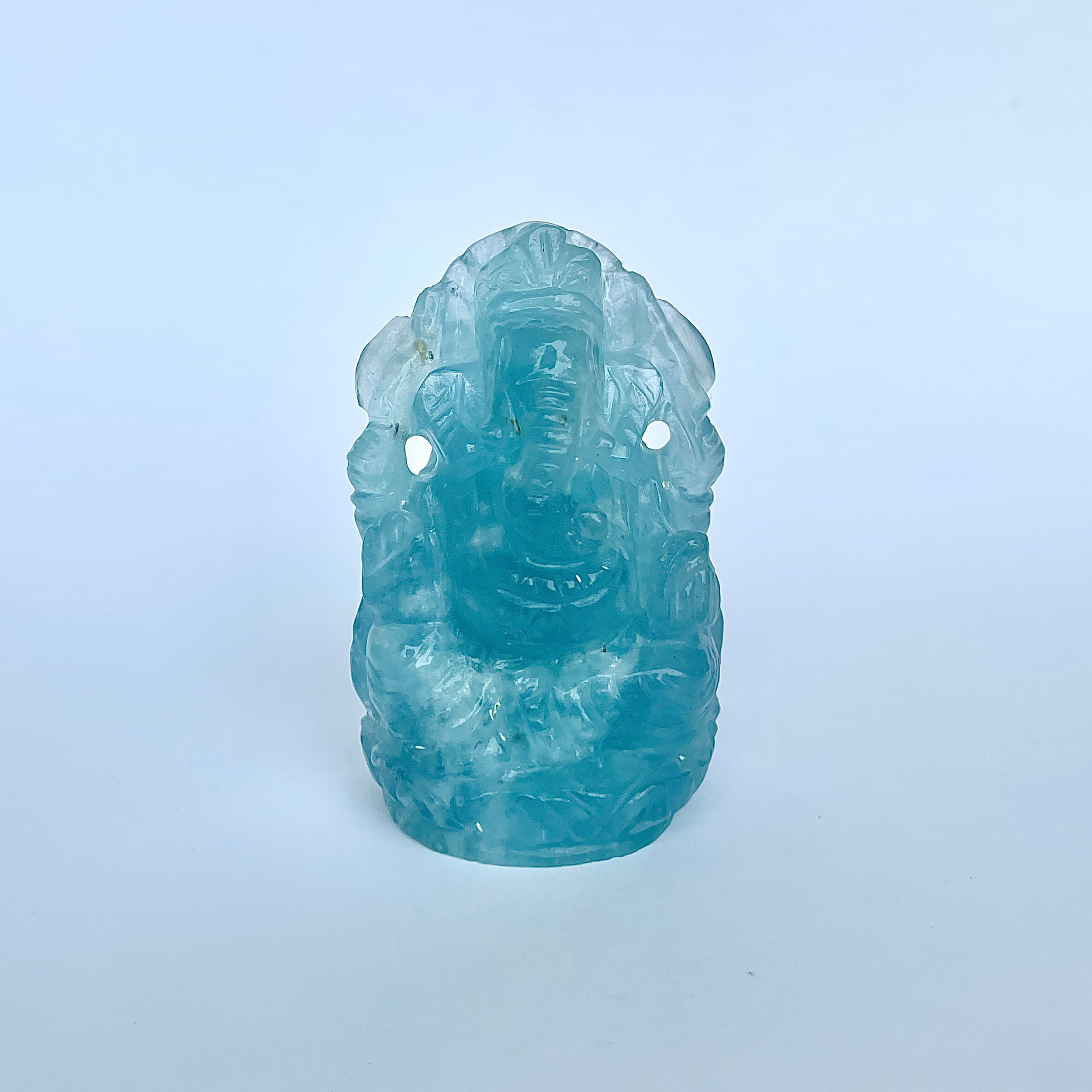 พระพิฆเนศทรงเครื่องอความารีน น้ำหนัก 549.5 กะรัต ส่วนสูง 6.2 ซม.(AQM-MRT-6.)