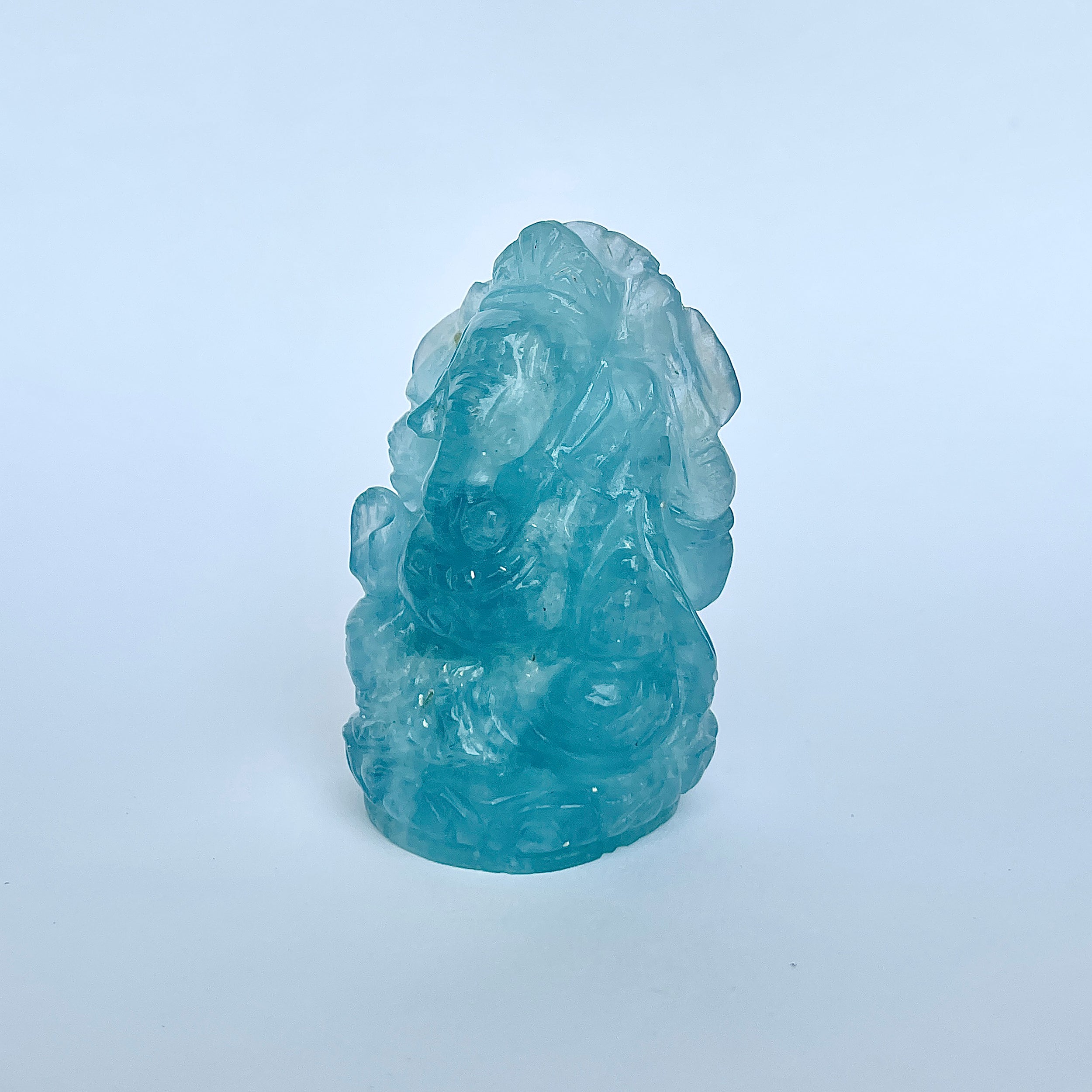 พระพิฆเนศทรงเครื่องอความารีน น้ำหนัก 549.5 กะรัต ส่วนสูง 6.2 ซม.(AQM-MRT-6.)