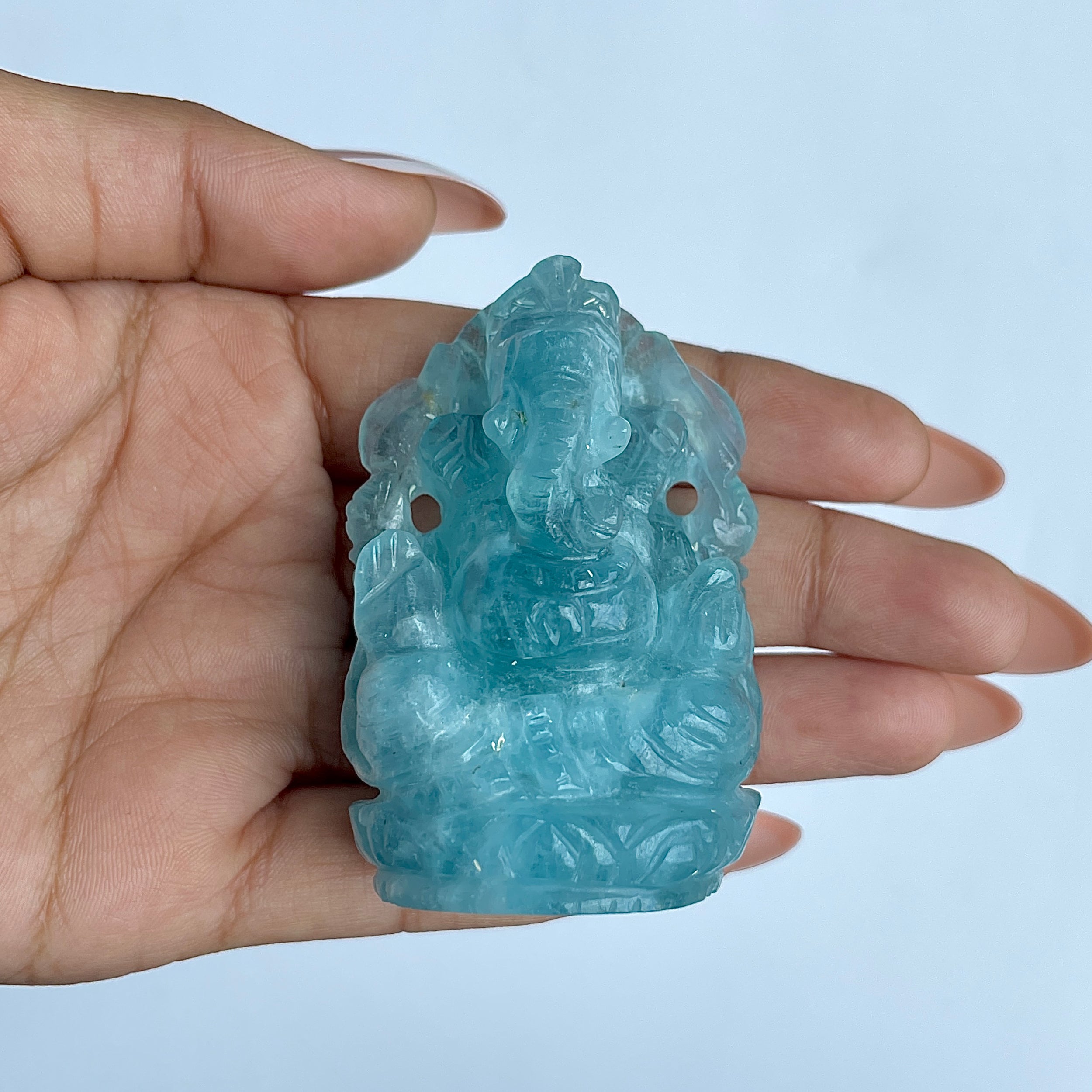 พระพิฆเนศทรงเครื่องอความารีน น้ำหนัก 549.5 กะรัต ส่วนสูง 6.2 ซม.(AQM-MRT-6.)