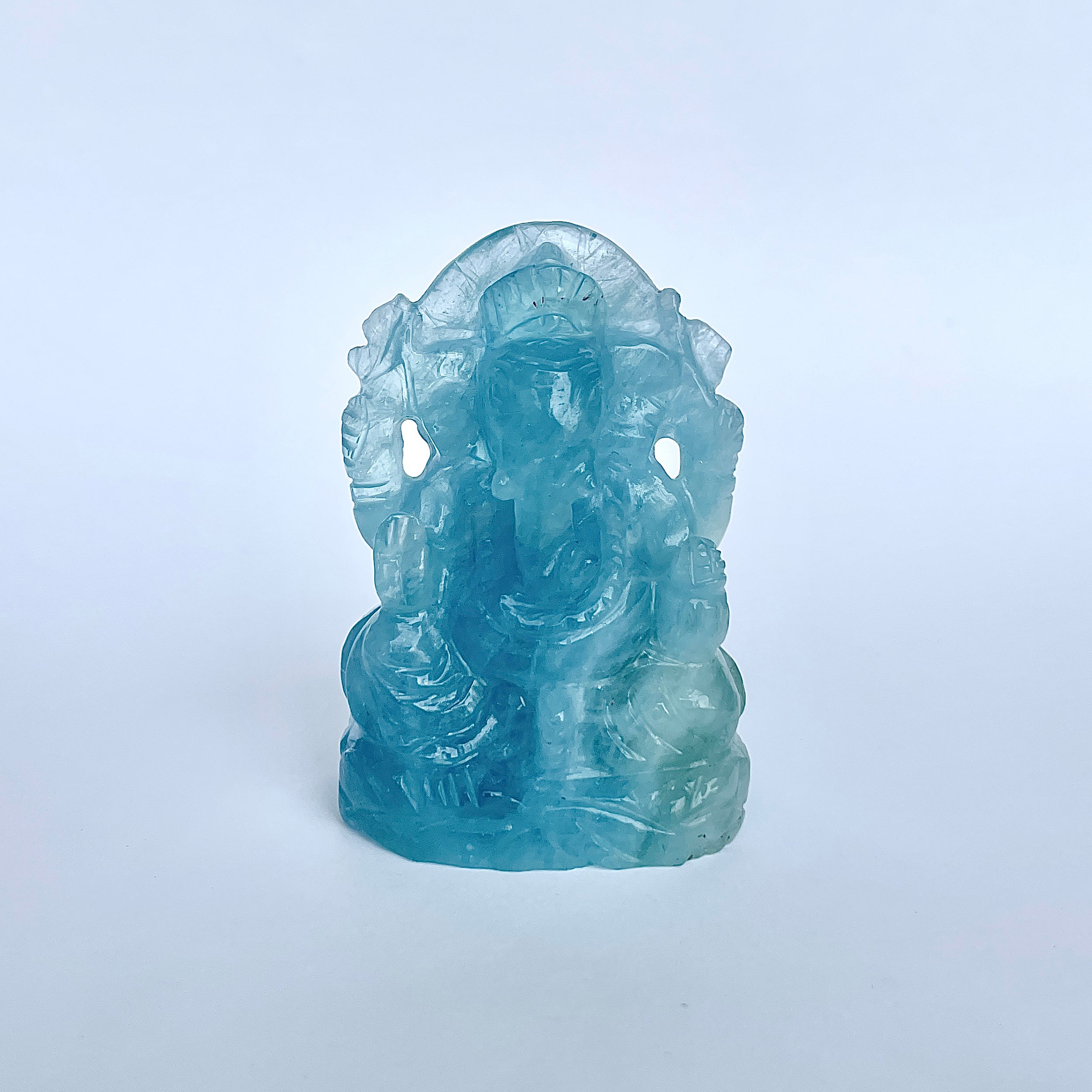 พระพิฆเนศทรงเครื่องอความารีน น้ำหนัก 606 กะรัต ส่วนสูง 6.8 ซม.(AQM-MRT-7.)