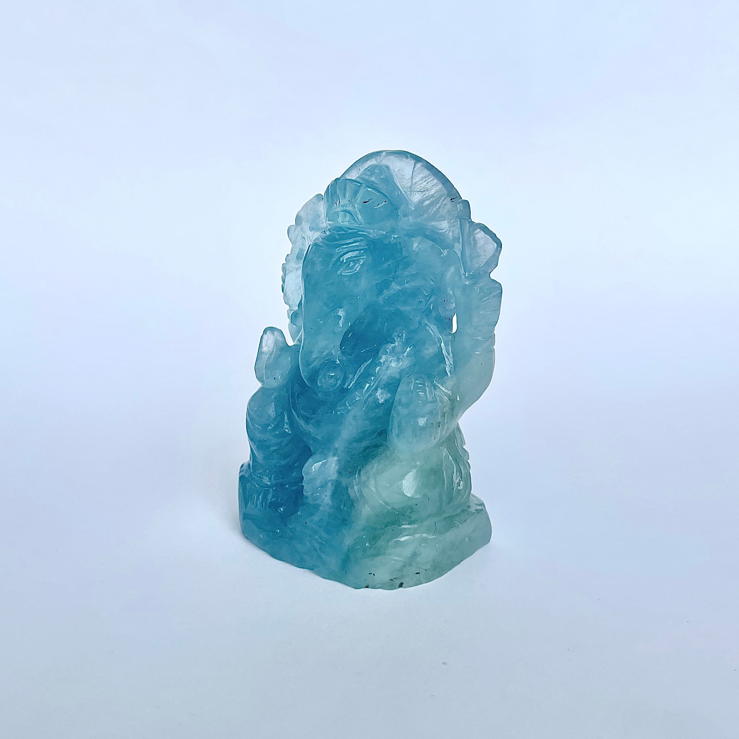 พระพิฆเนศทรงเครื่องอความารีน น้ำหนัก 606 กะรัต ส่วนสูง 6.8 ซม.(AQM-MRT-7.)